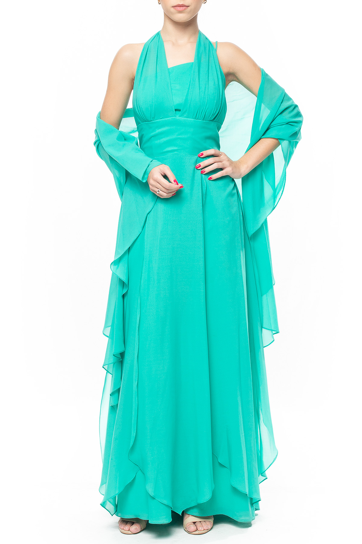 Vestido Longo Crepe Verde