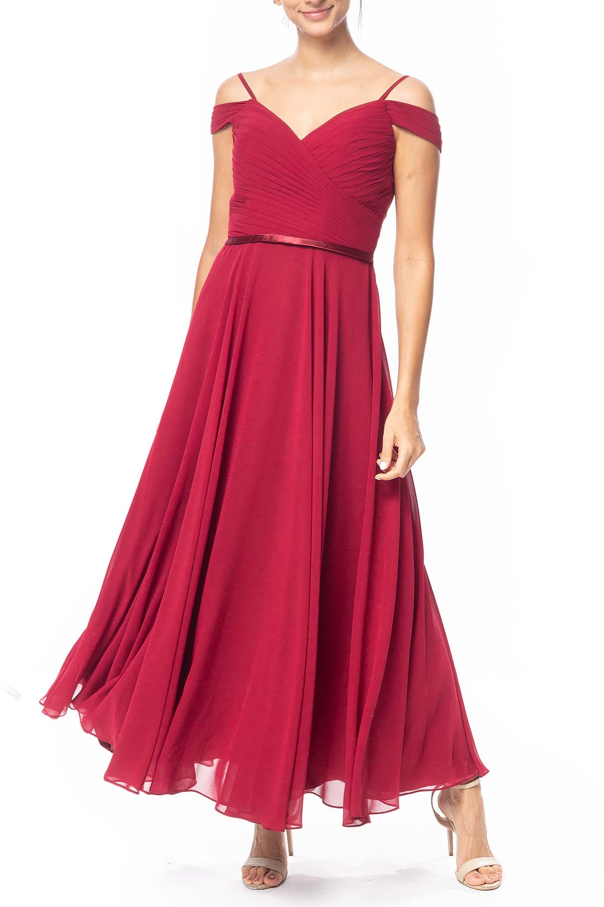 Vestido Longo Crepe Vermelho
