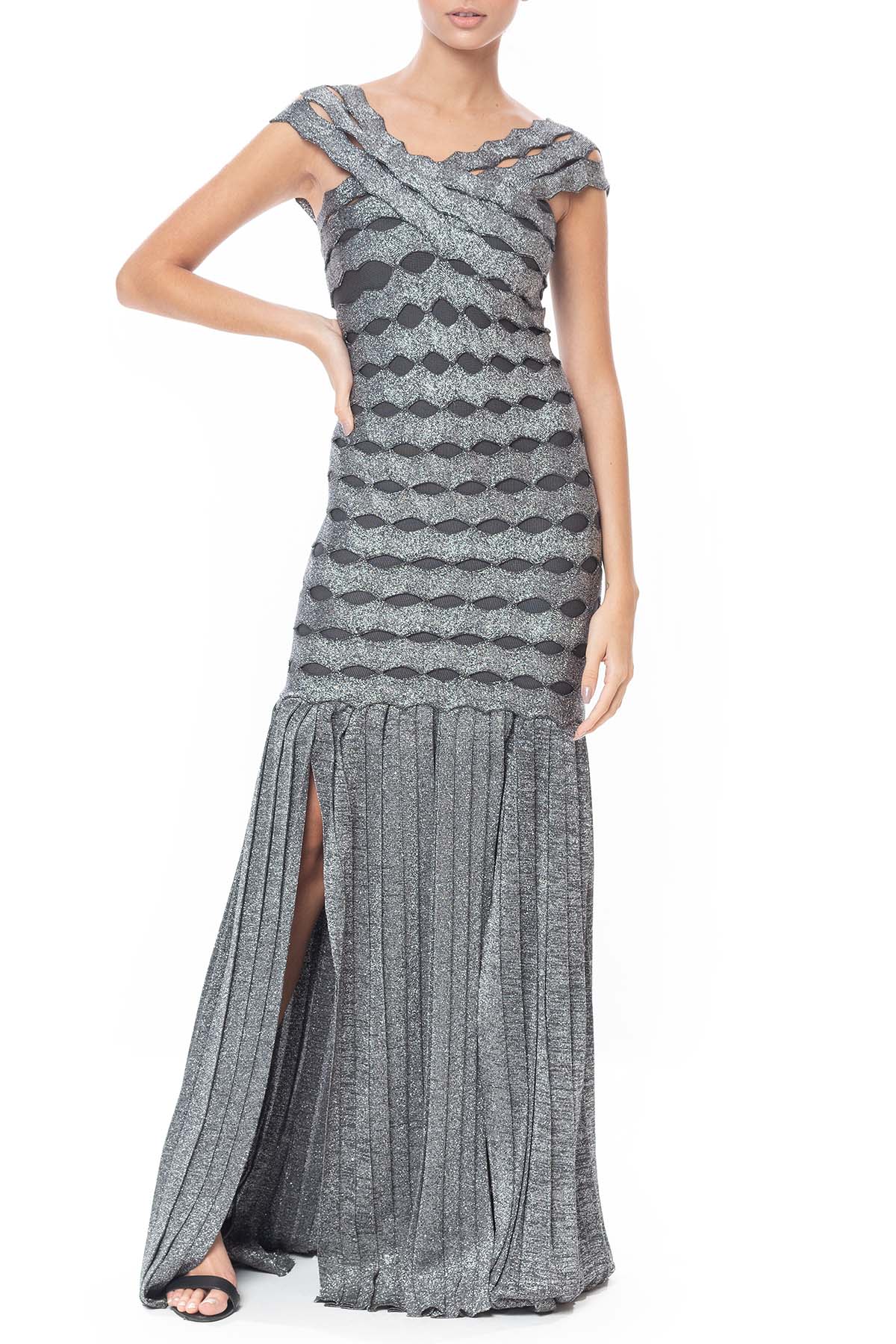 Vestido Longo Lurex Prata