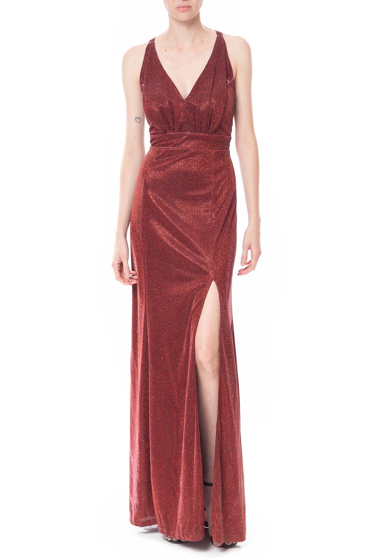 Vestido Longo Lurex Vermelho