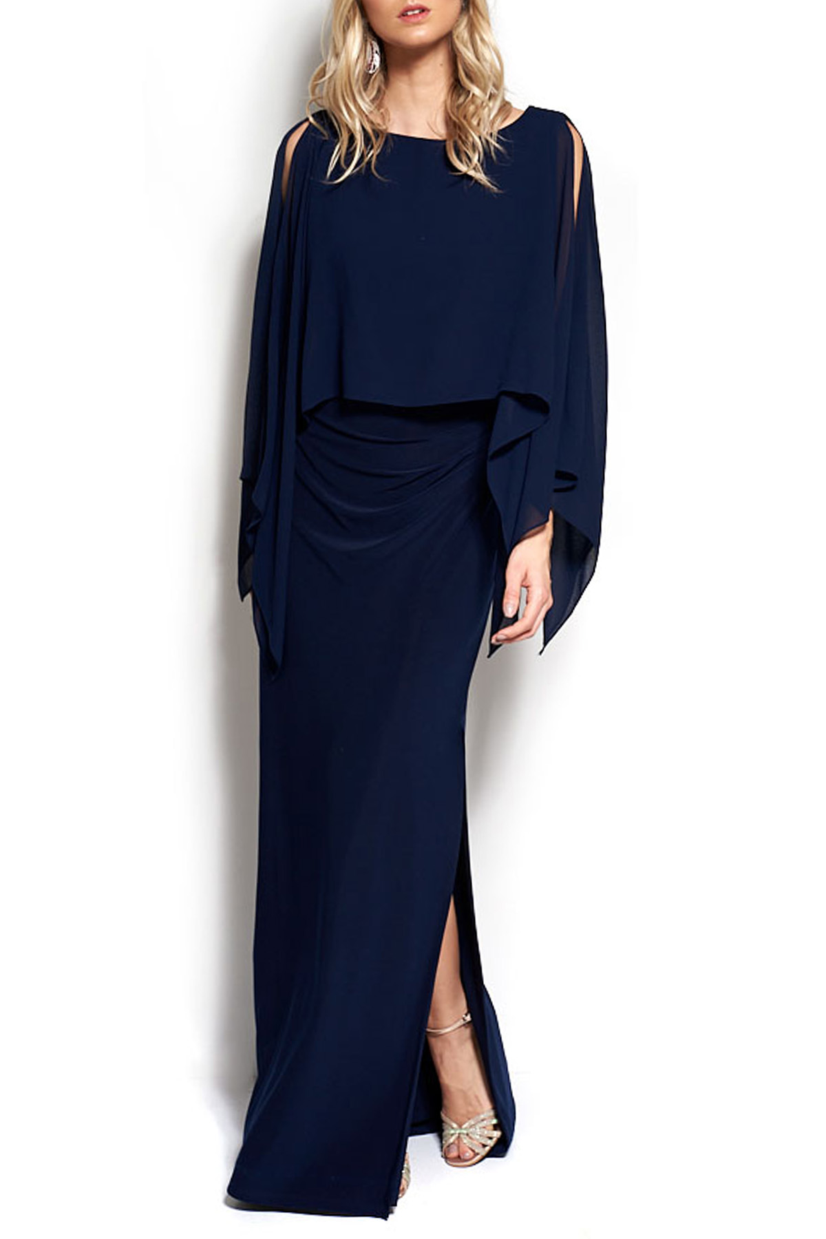 Vestido Longo Malha Azul