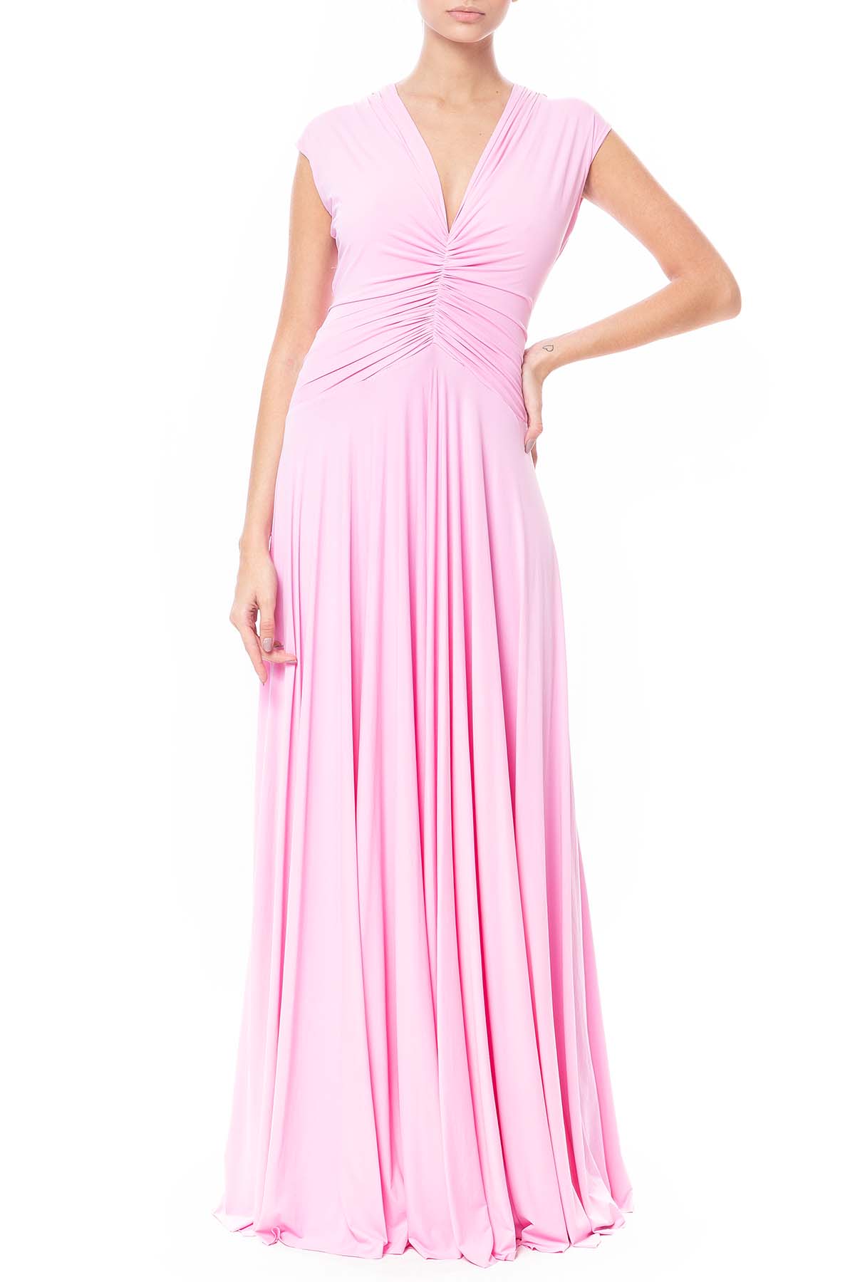 Vestido Longo Malha Rosa