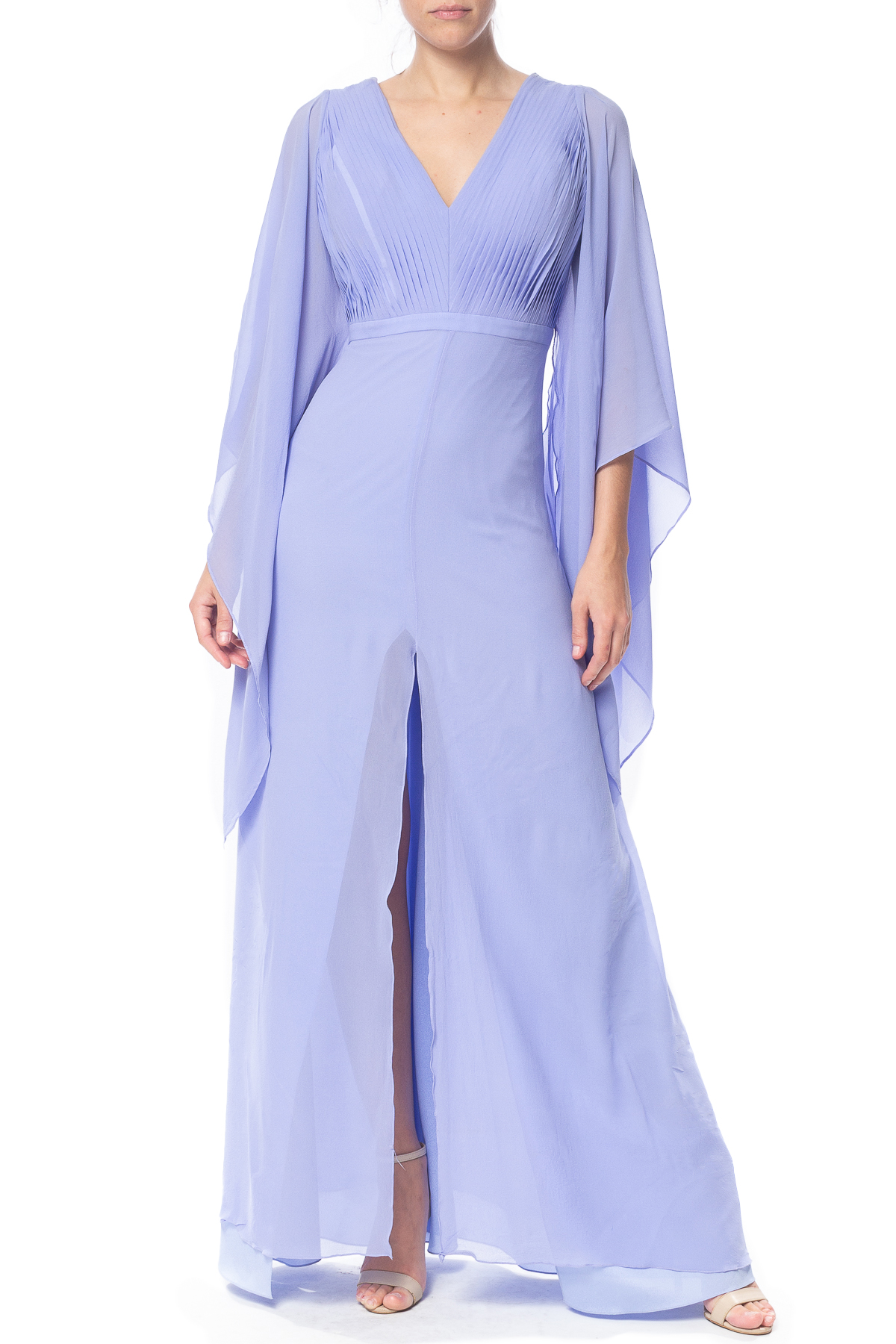 Vestido Longo Manga Longa Lilás