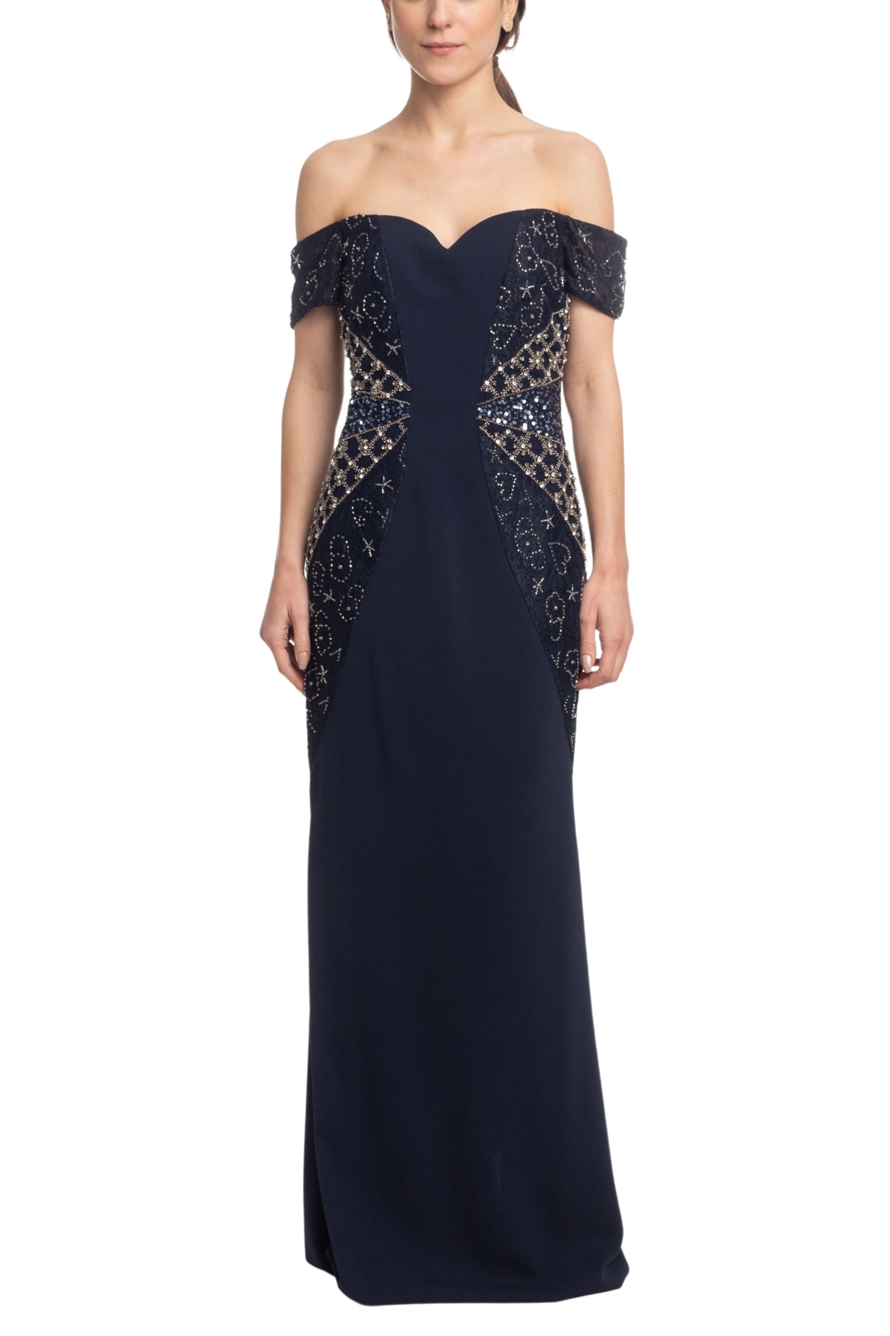 Vestido Longo Ombro A Ombro Azul Marinho HM