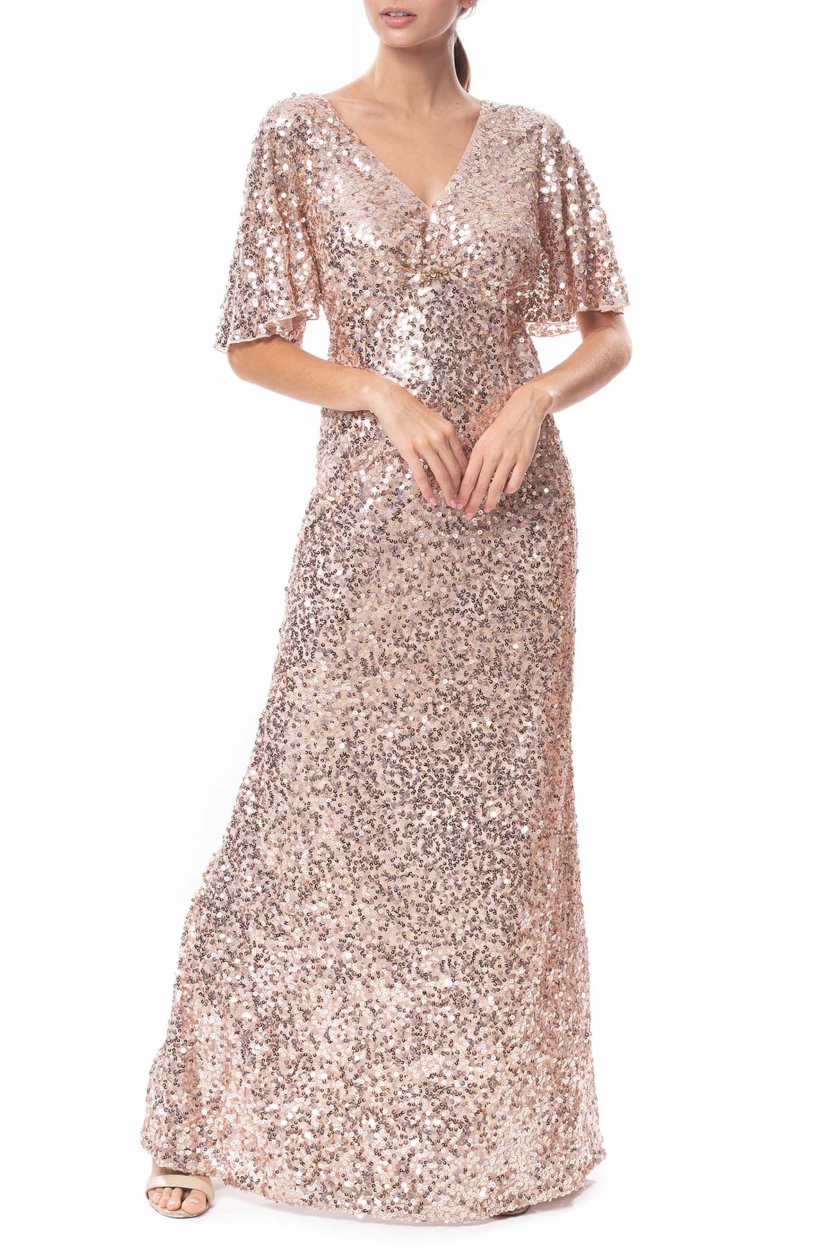 Vestido Longo Paetê Rosê