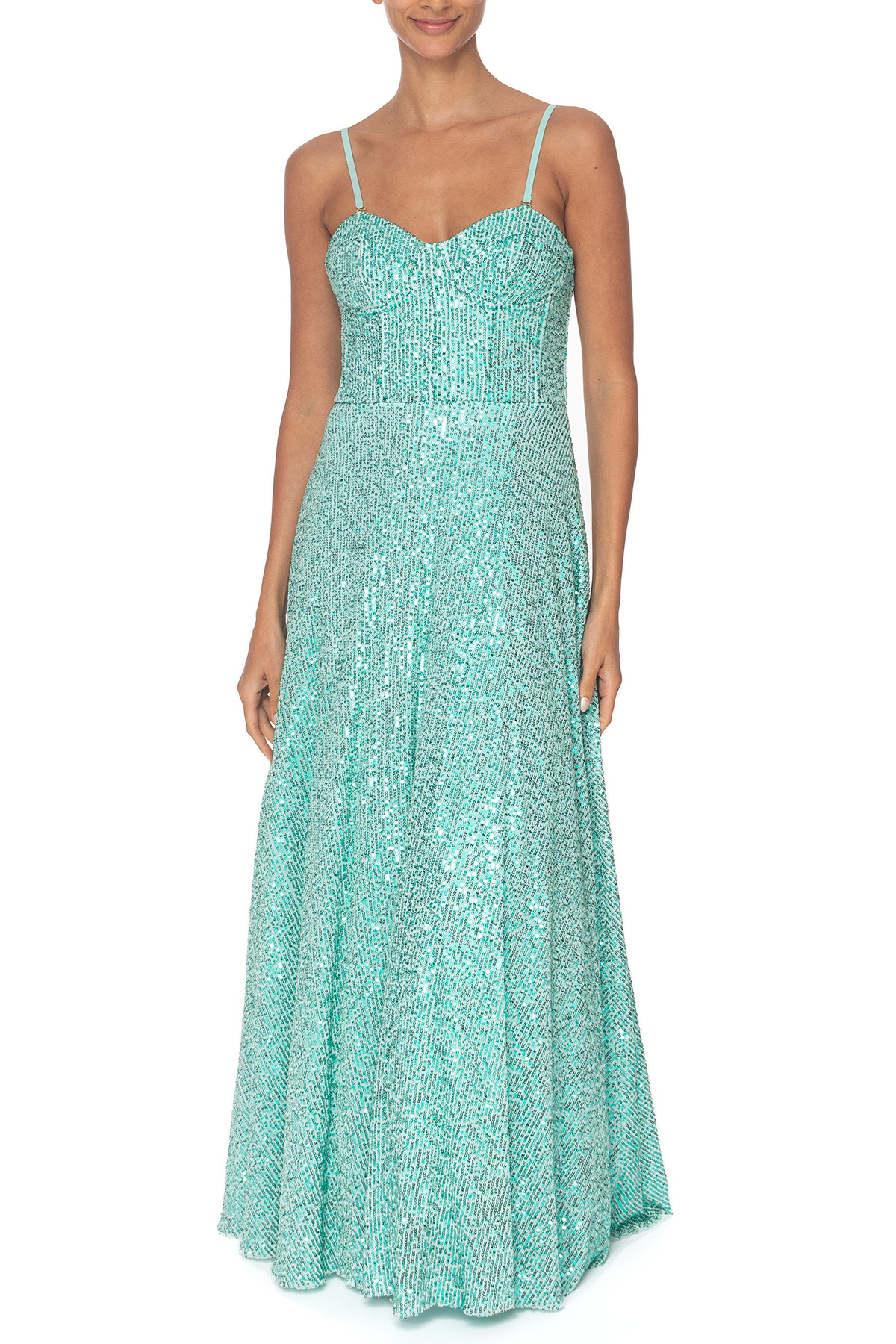 Vestido Longo Paetê Verde