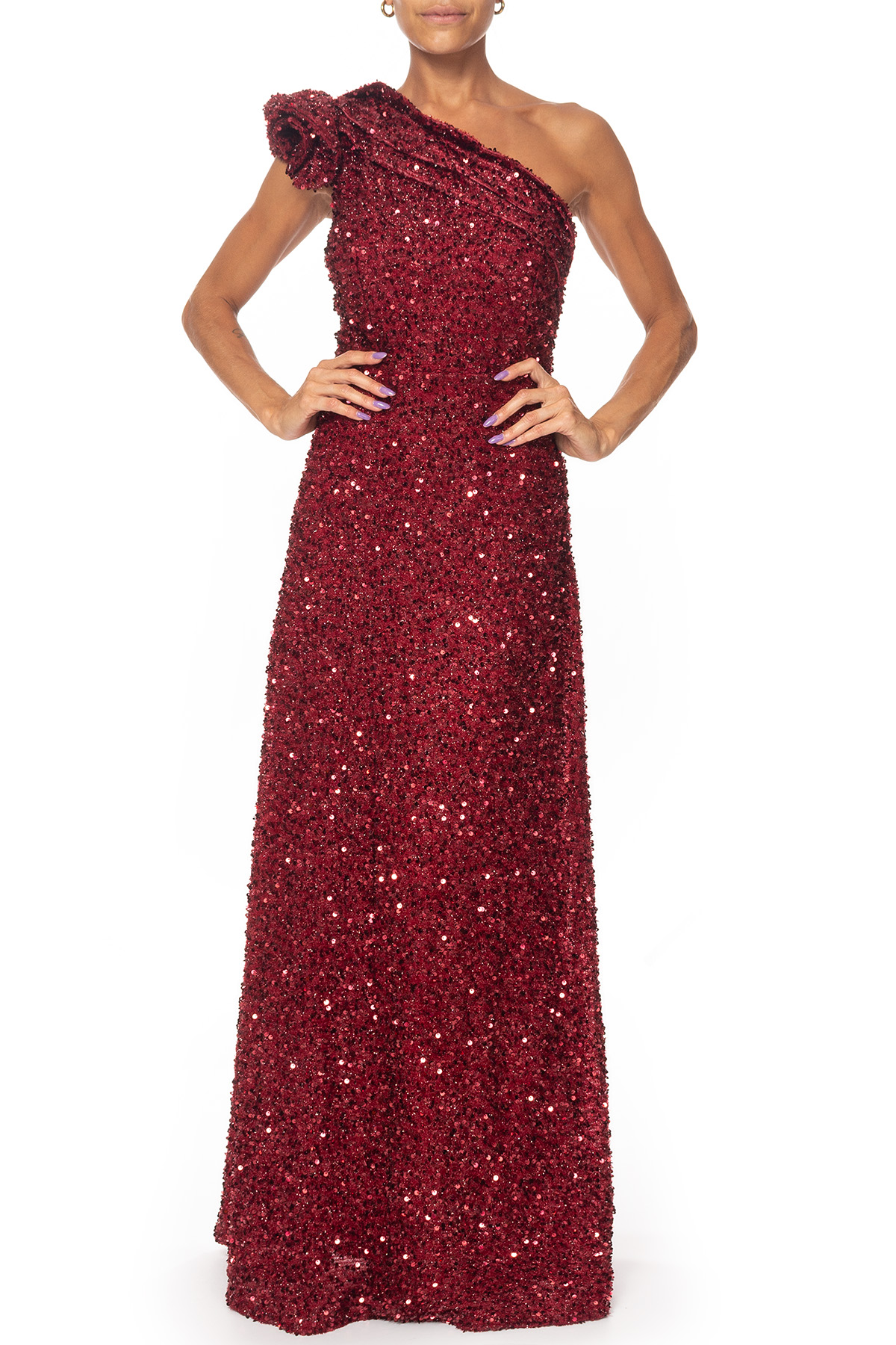 Vestido Longo Paetê Marsala