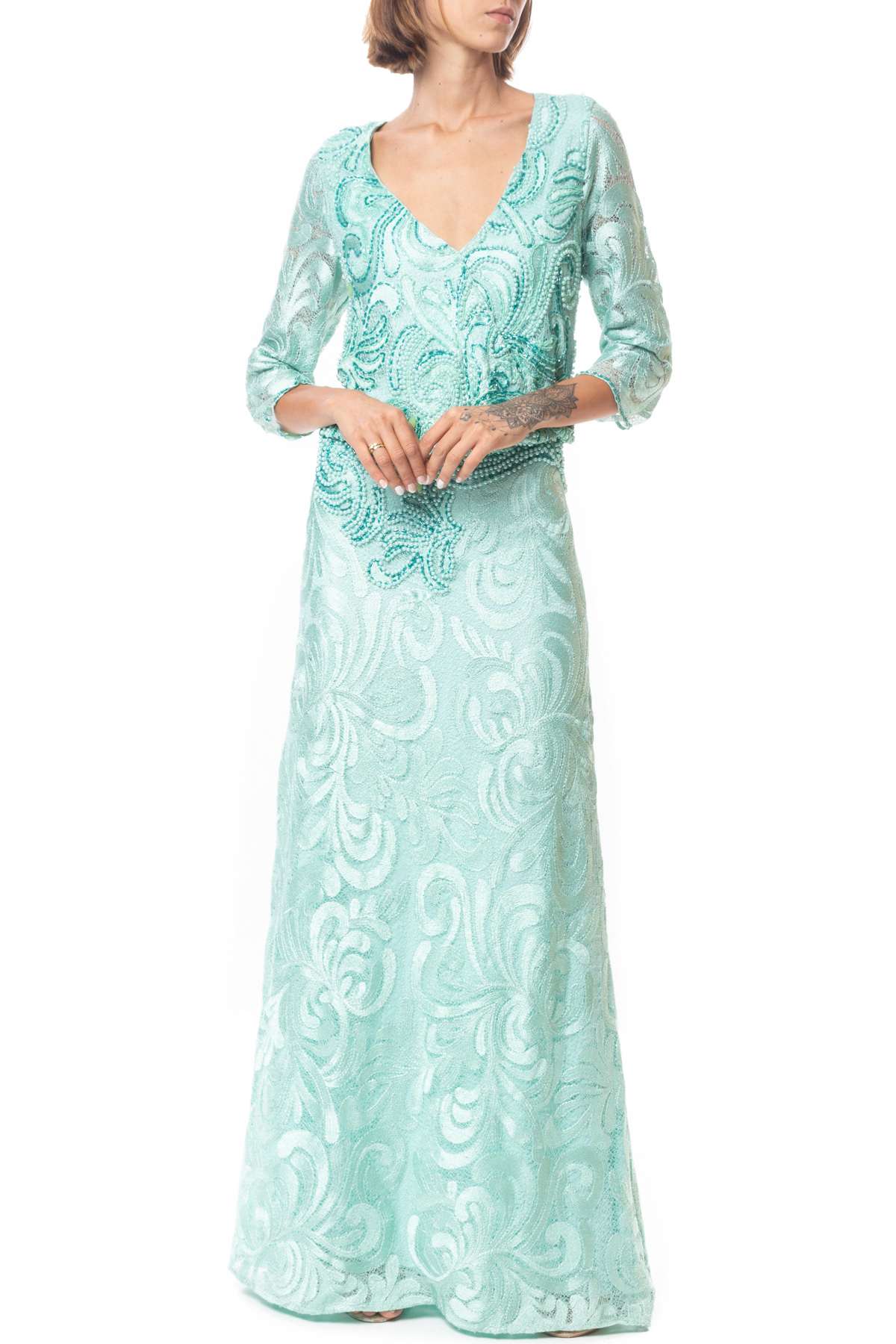 Vestido Longo Renda Azul Serenity