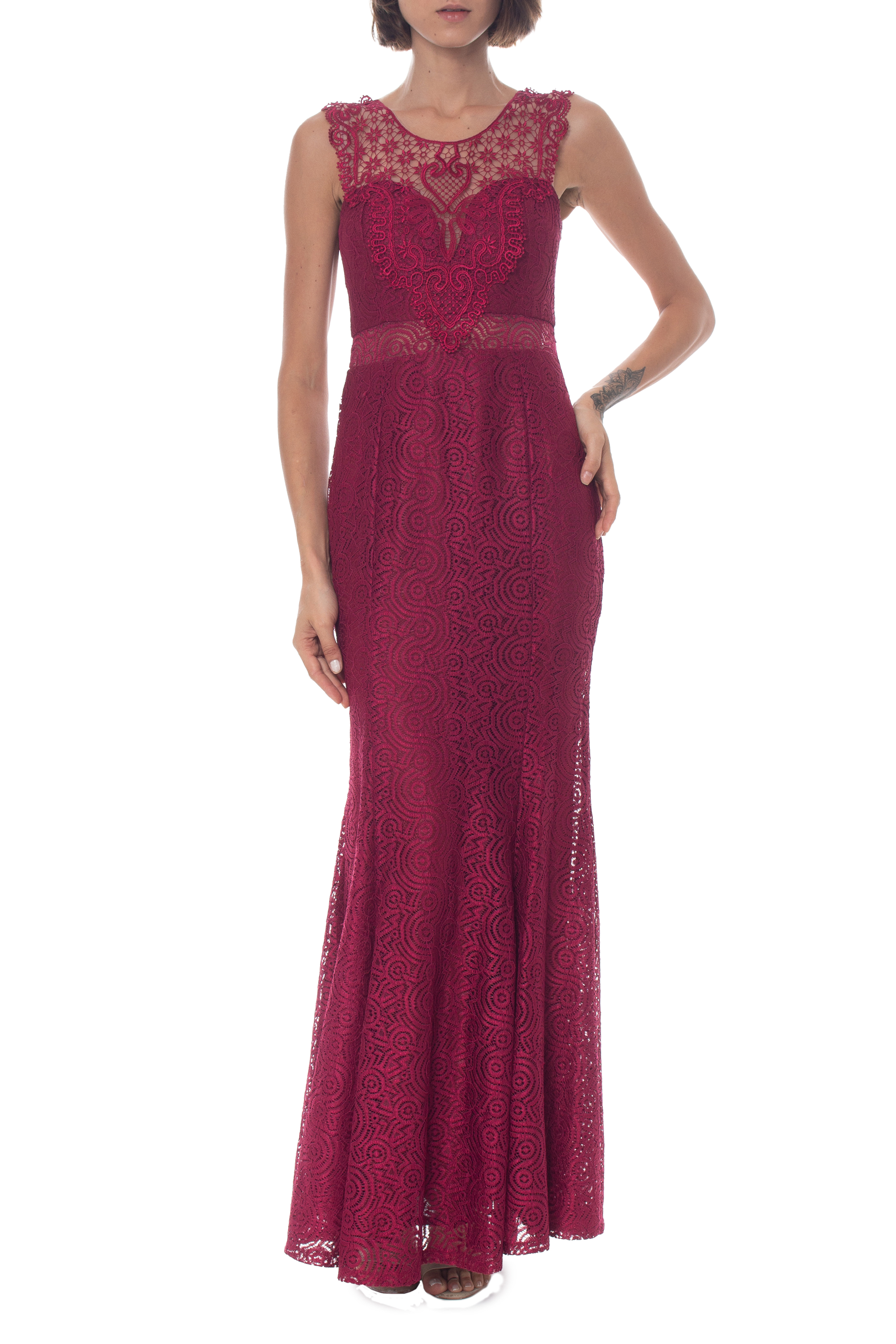 Vestido Longo Renda Marsala