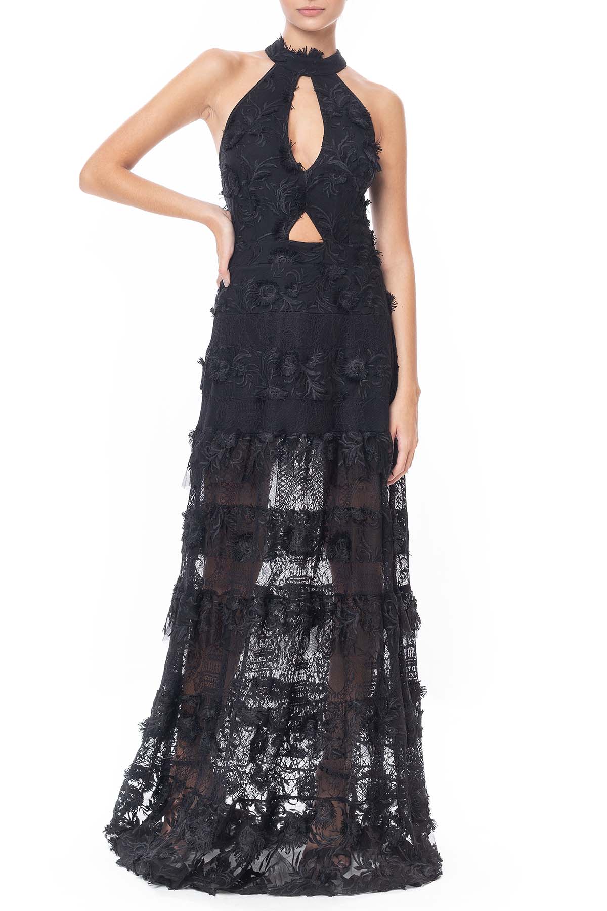 Vestido Longo Renda Preto