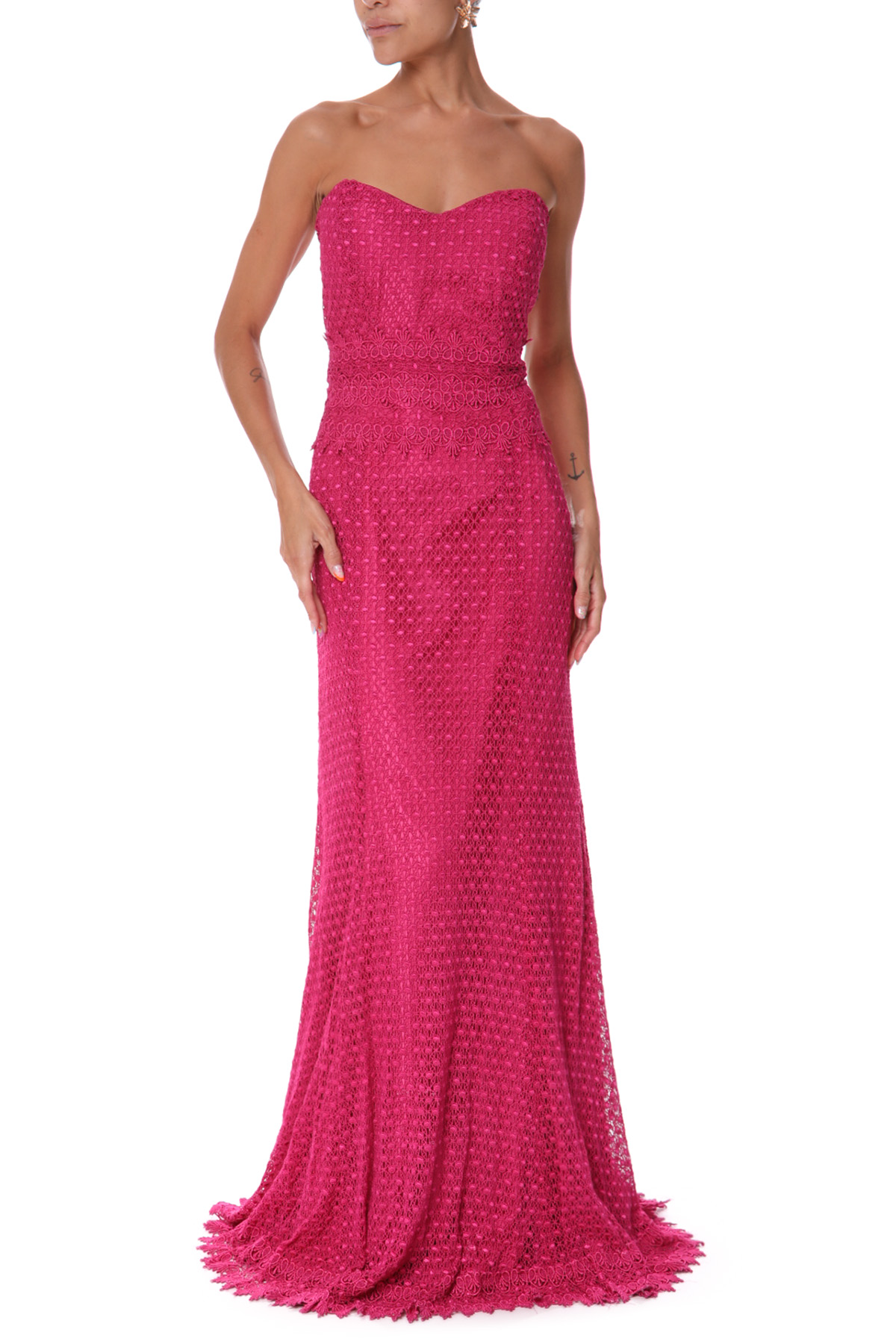 Vestido Longo Renda Rosa