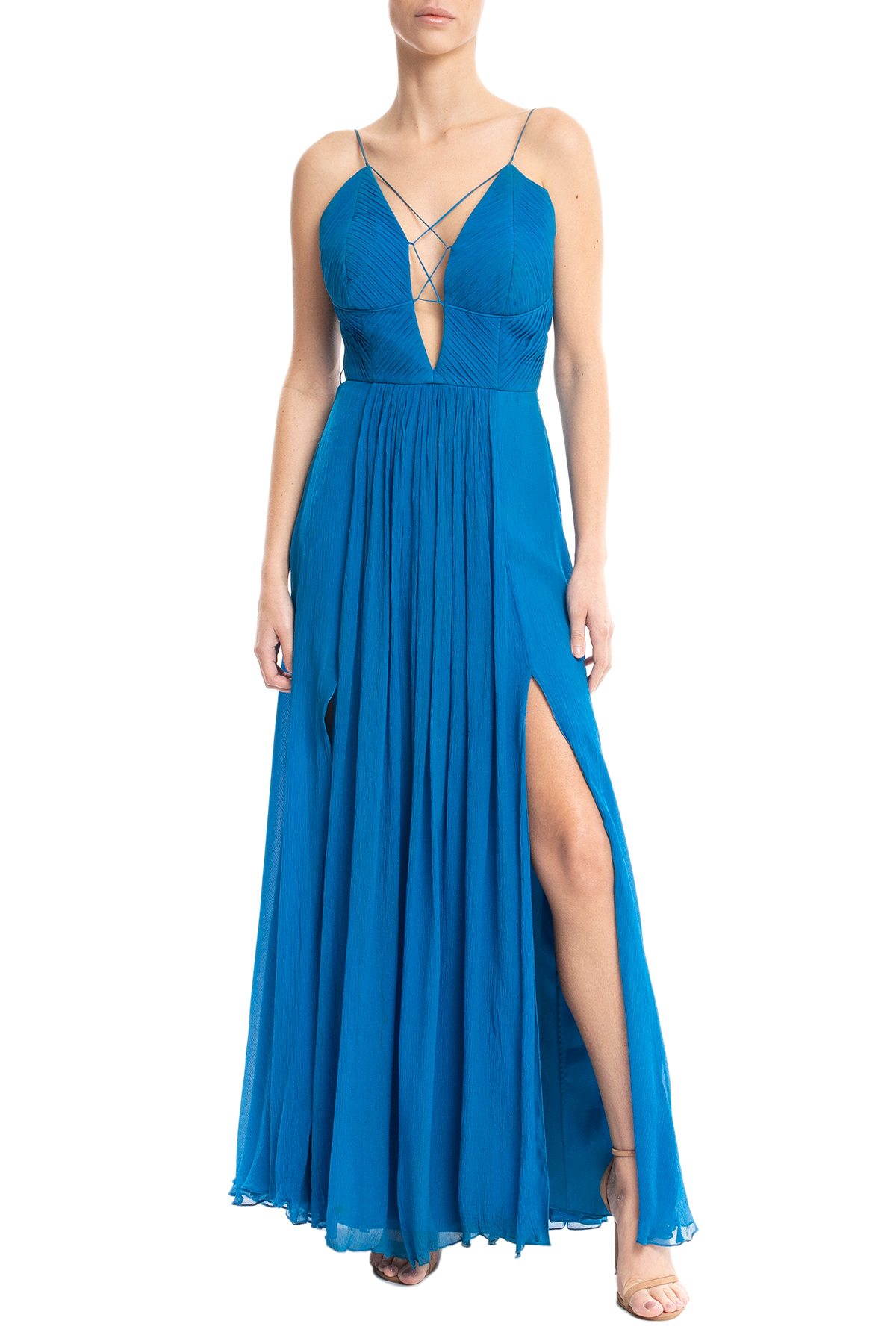 Vestido Longo Seda Azul