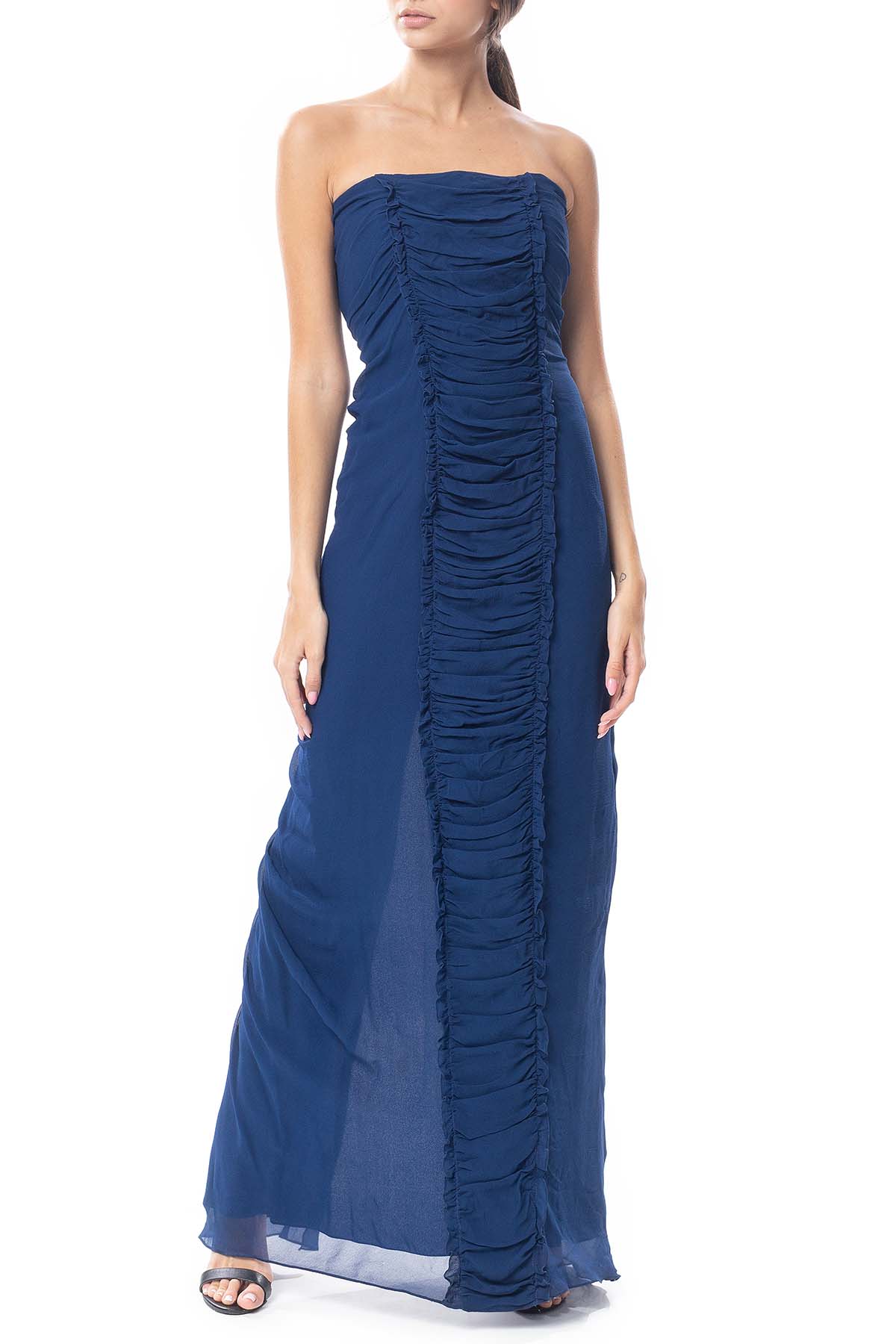 Vestido Longo Seda Azul Marinho