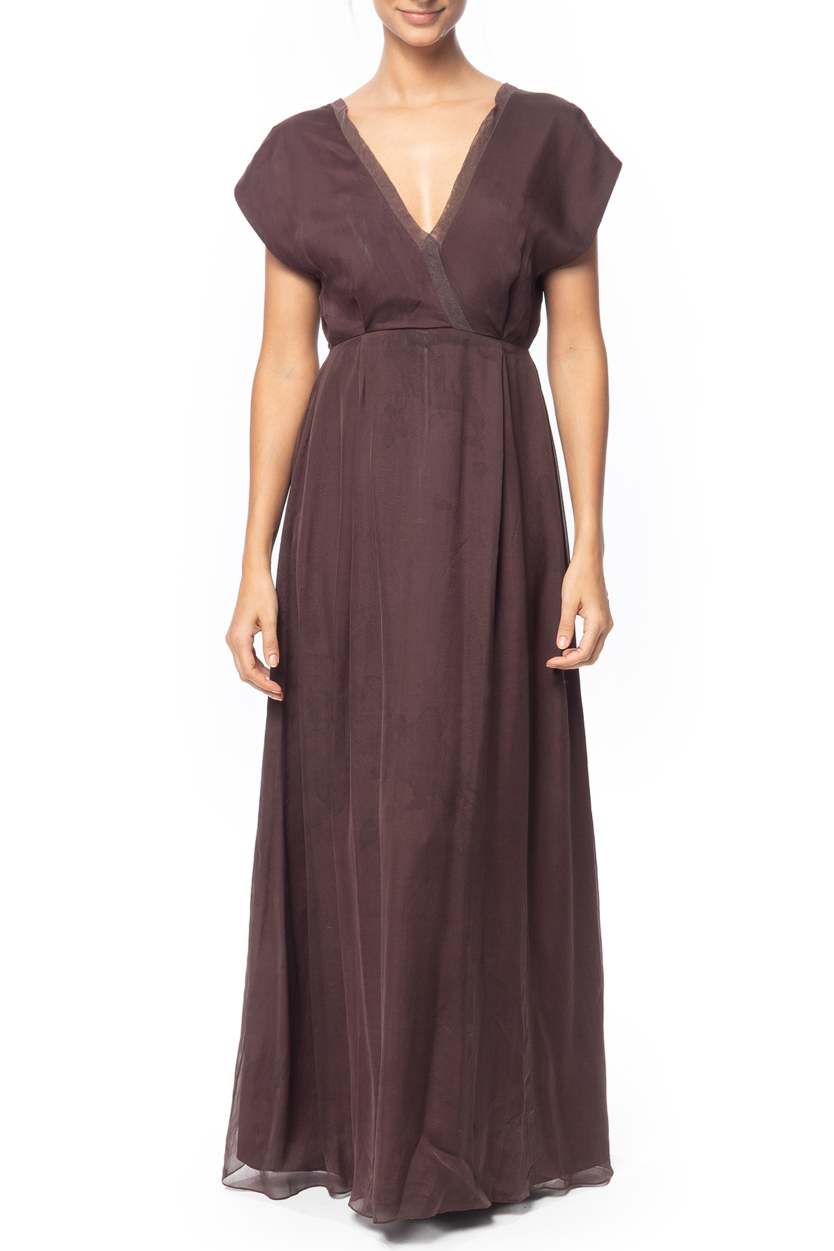 Vestido Longo Seda Marrom