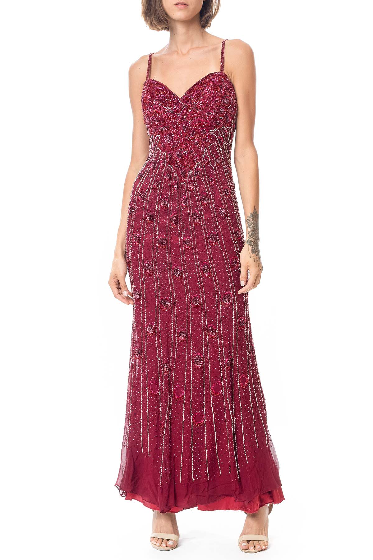 Vestido Longo Seda Marsala