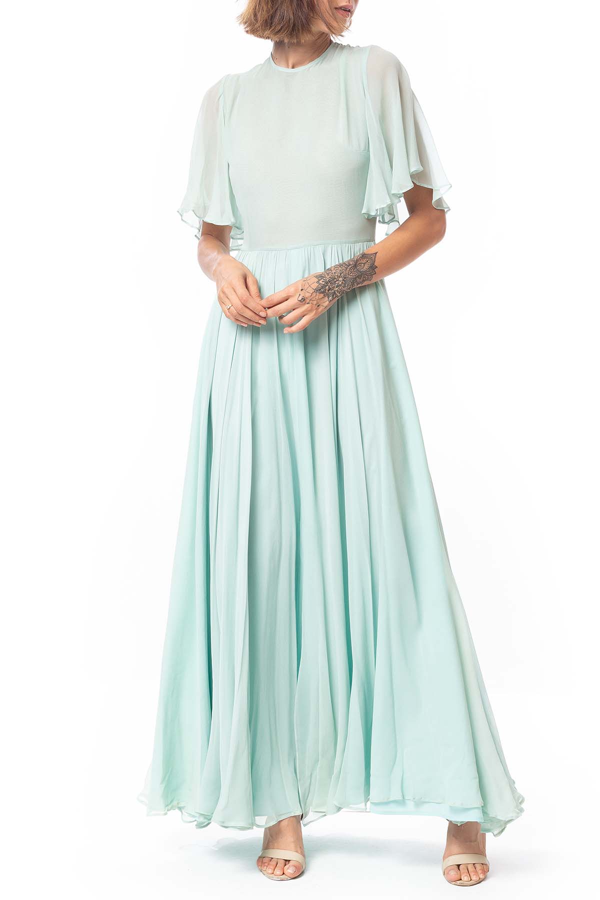 Vestido Longo Seda Verde Menta