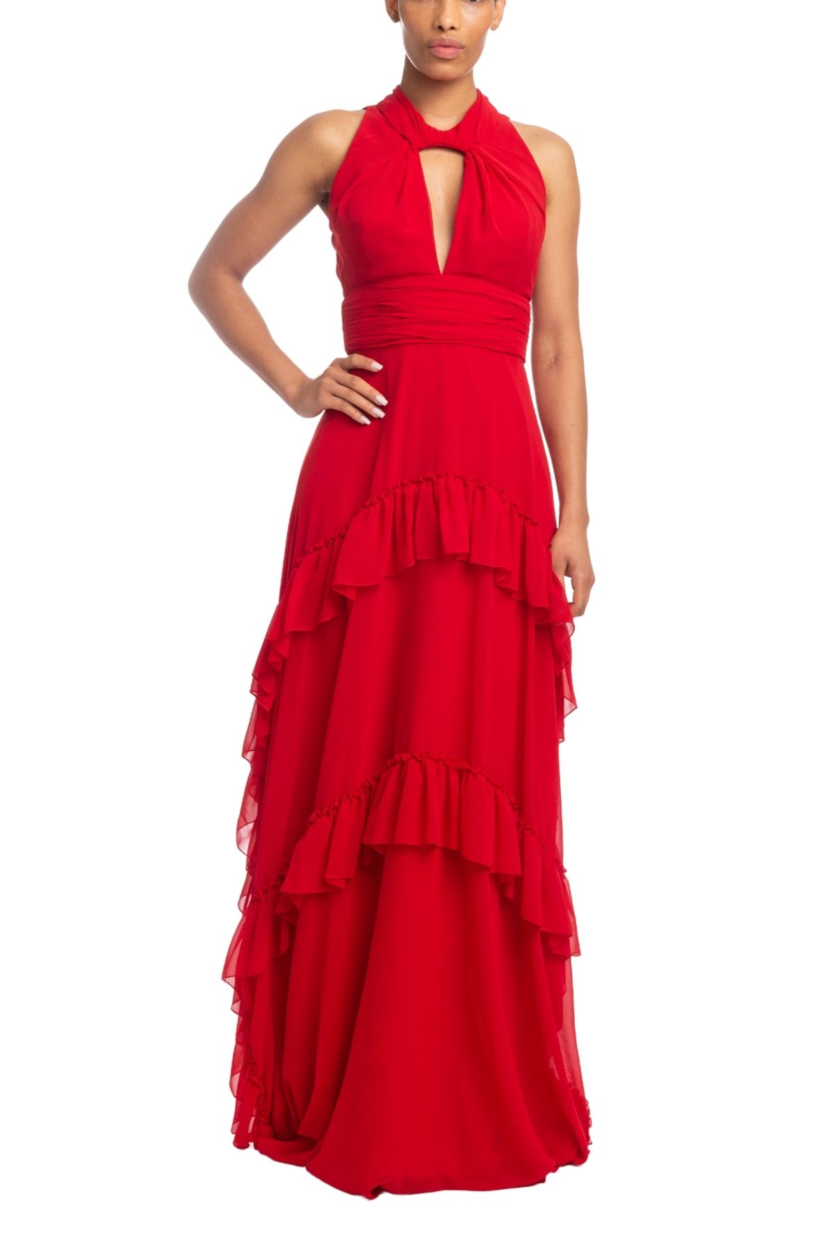 Vestido Longo Sem Manga Vermelho HM