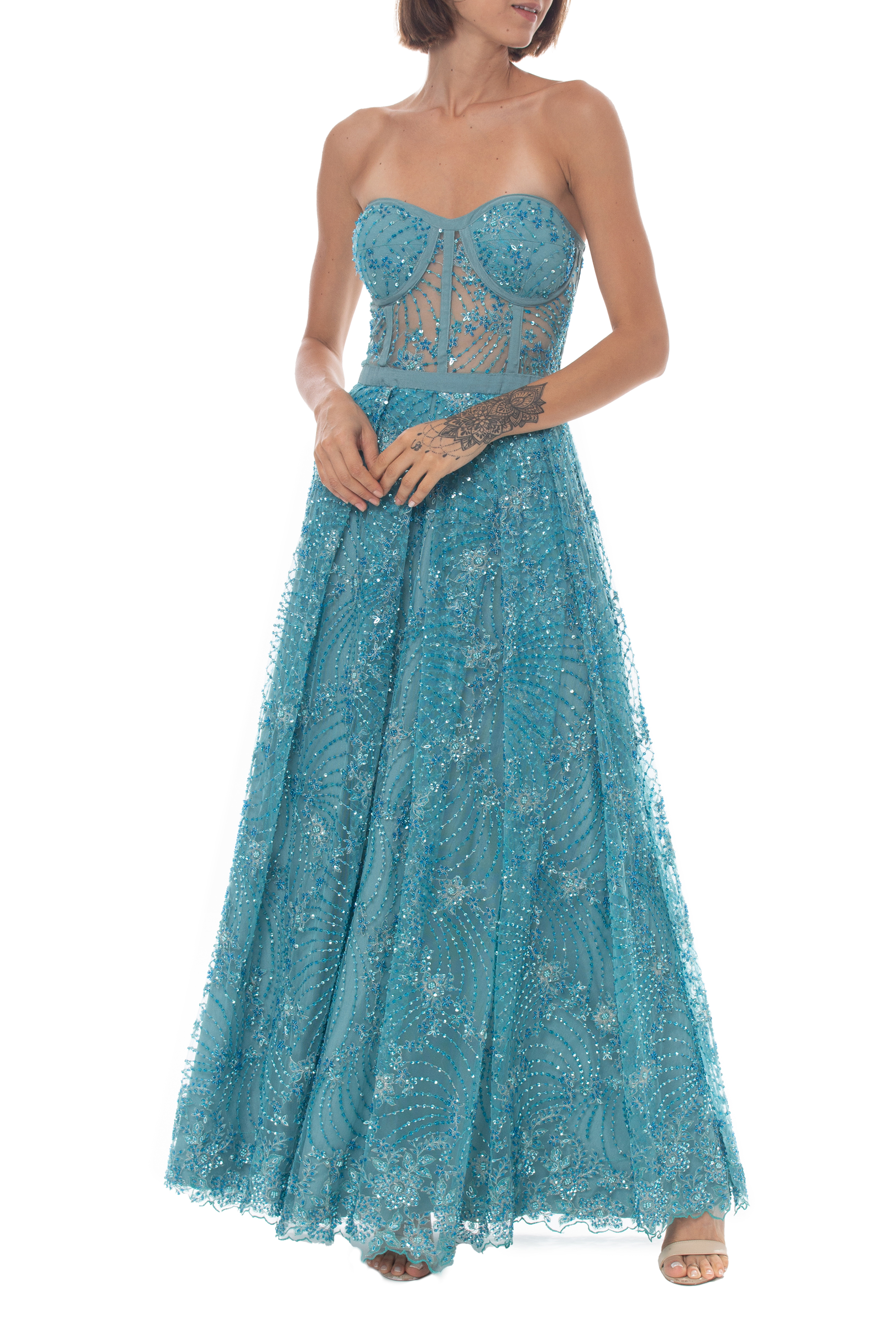 Vestido Longo Tule Azul