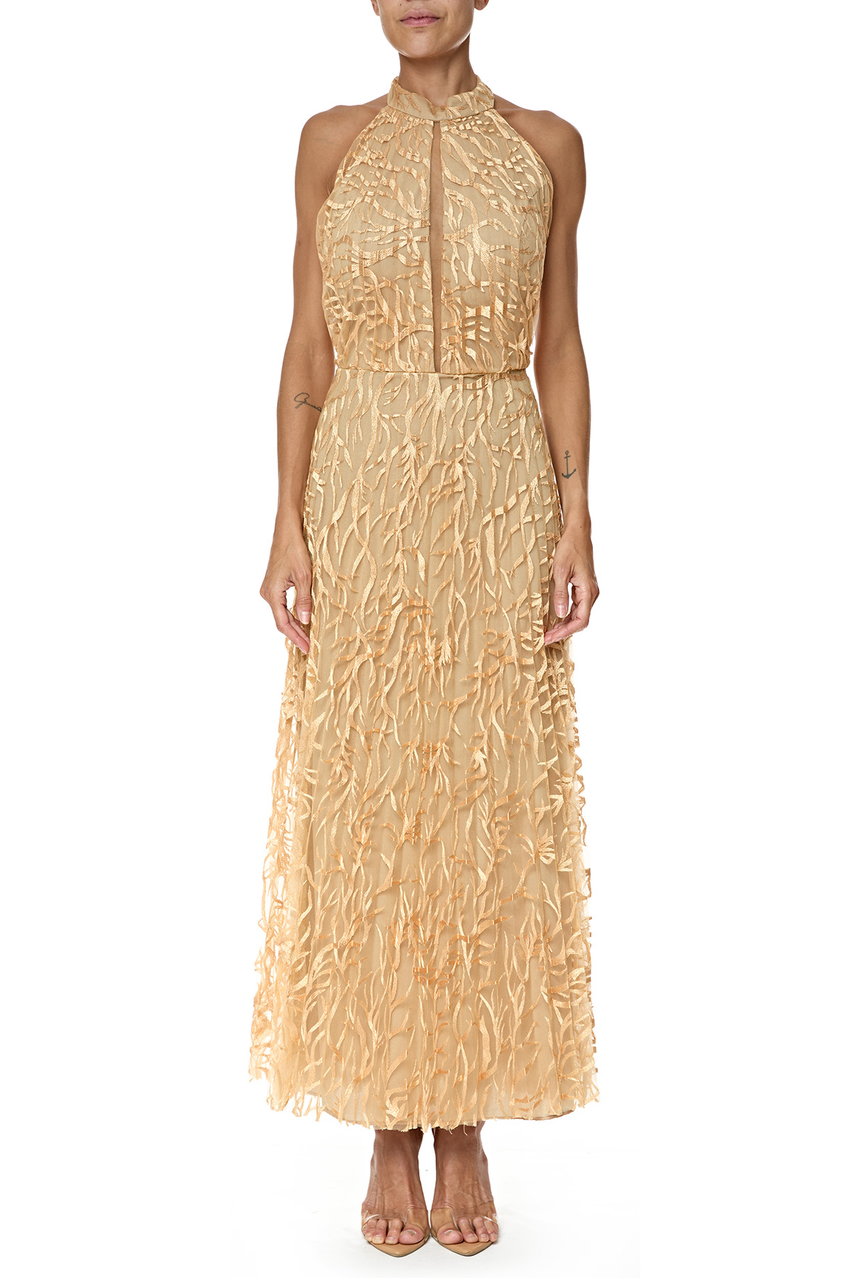 Vestido Longo Tule Dourado