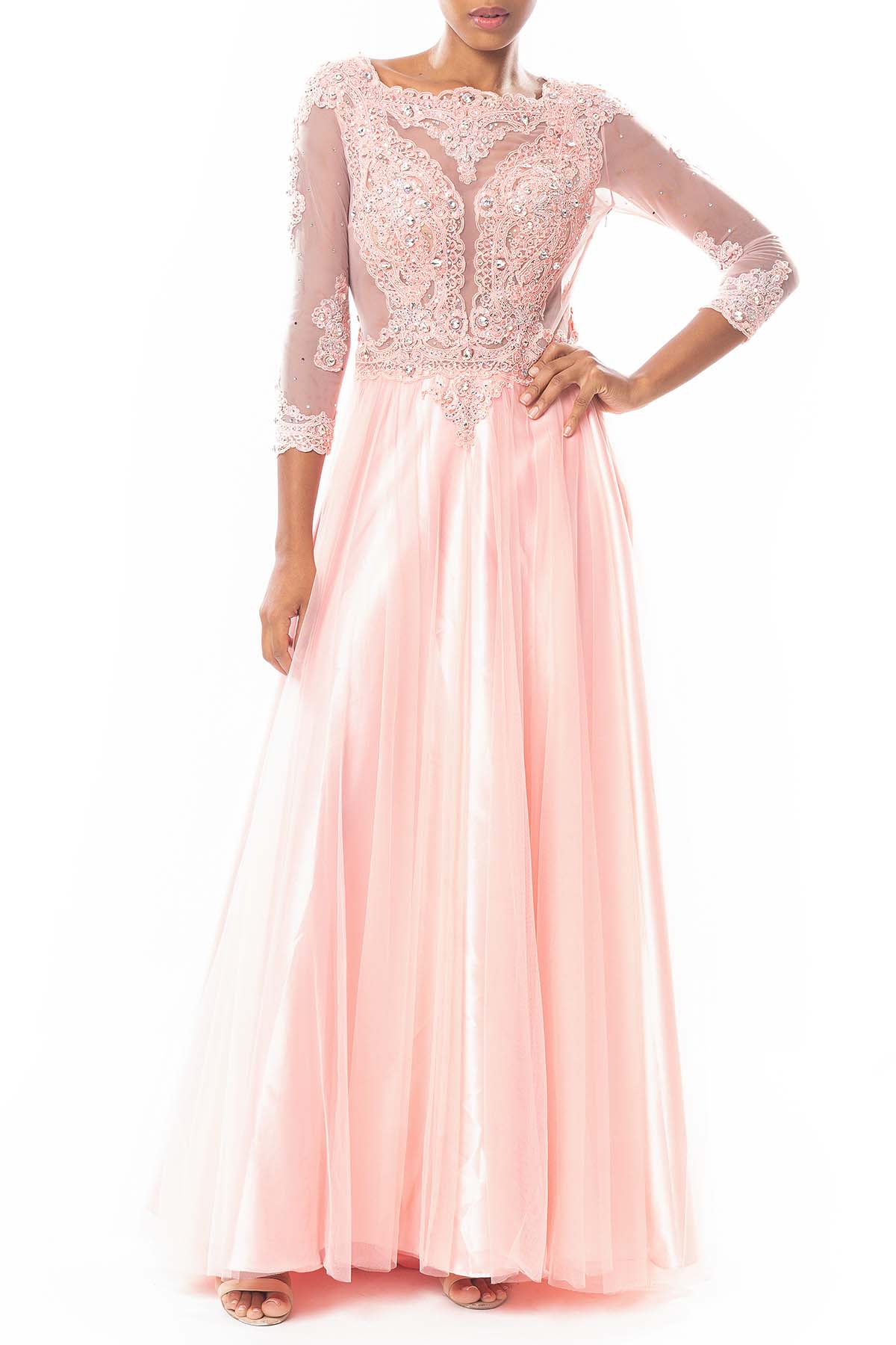 Vestido Longo Tule Rosa