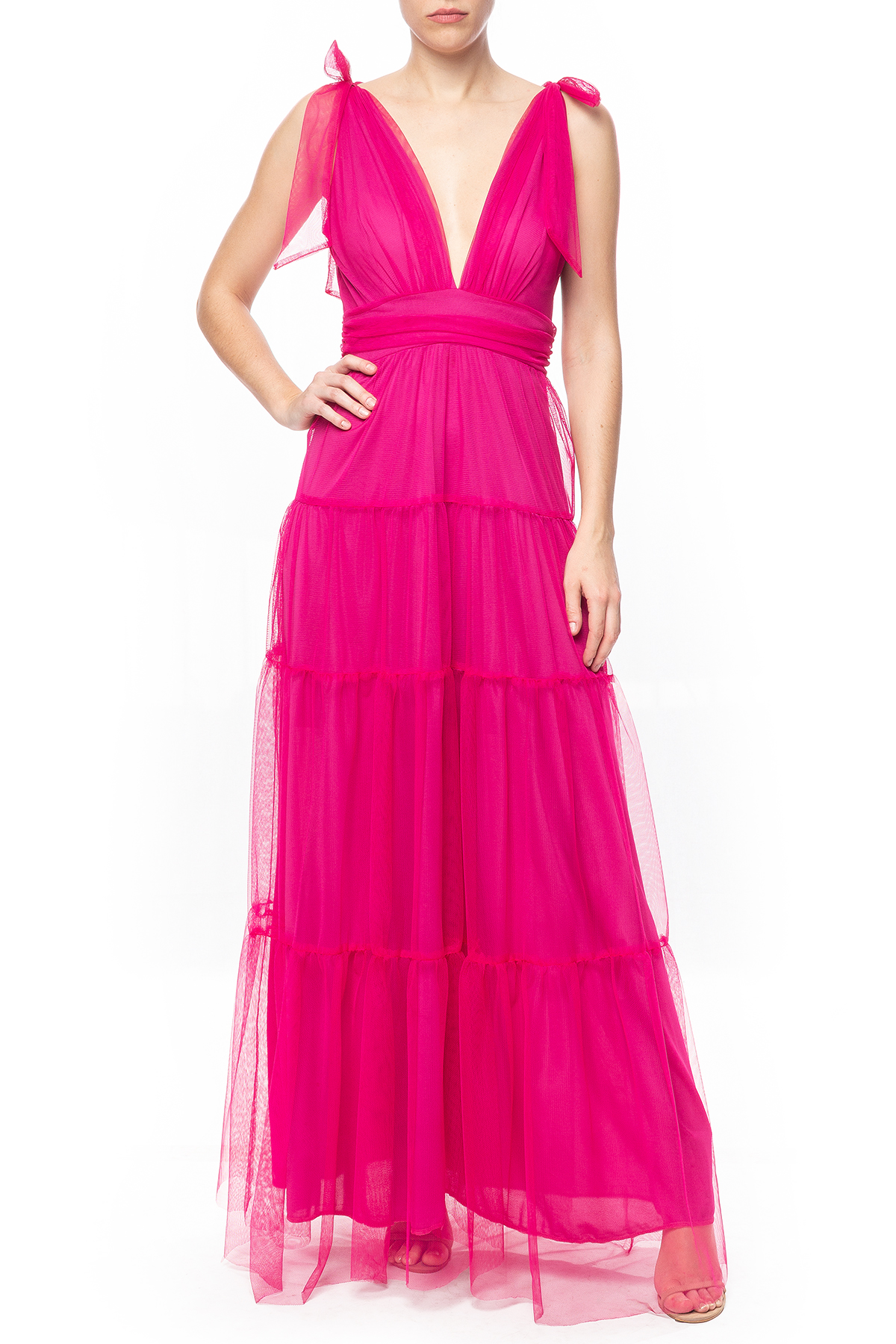 Vestido Longo Tule Rosa