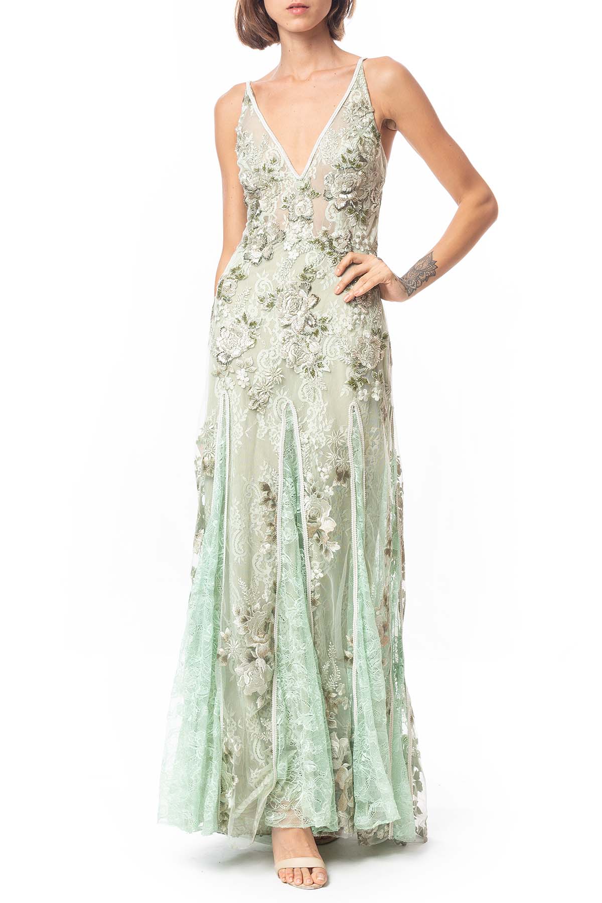 Vestido Longo Tule Verde Menta