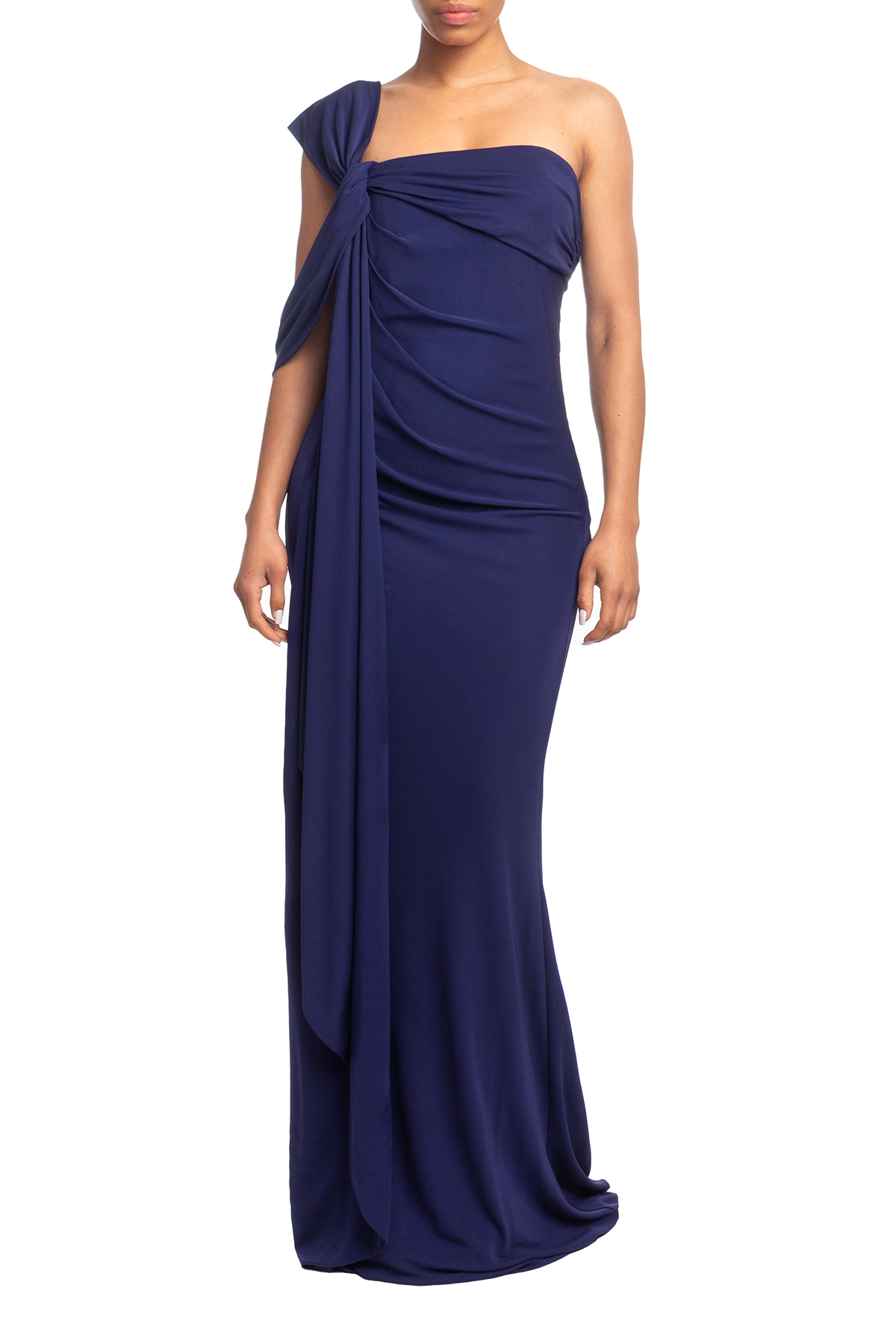 Vestido Longo Um Ombro Azul Marinho HM