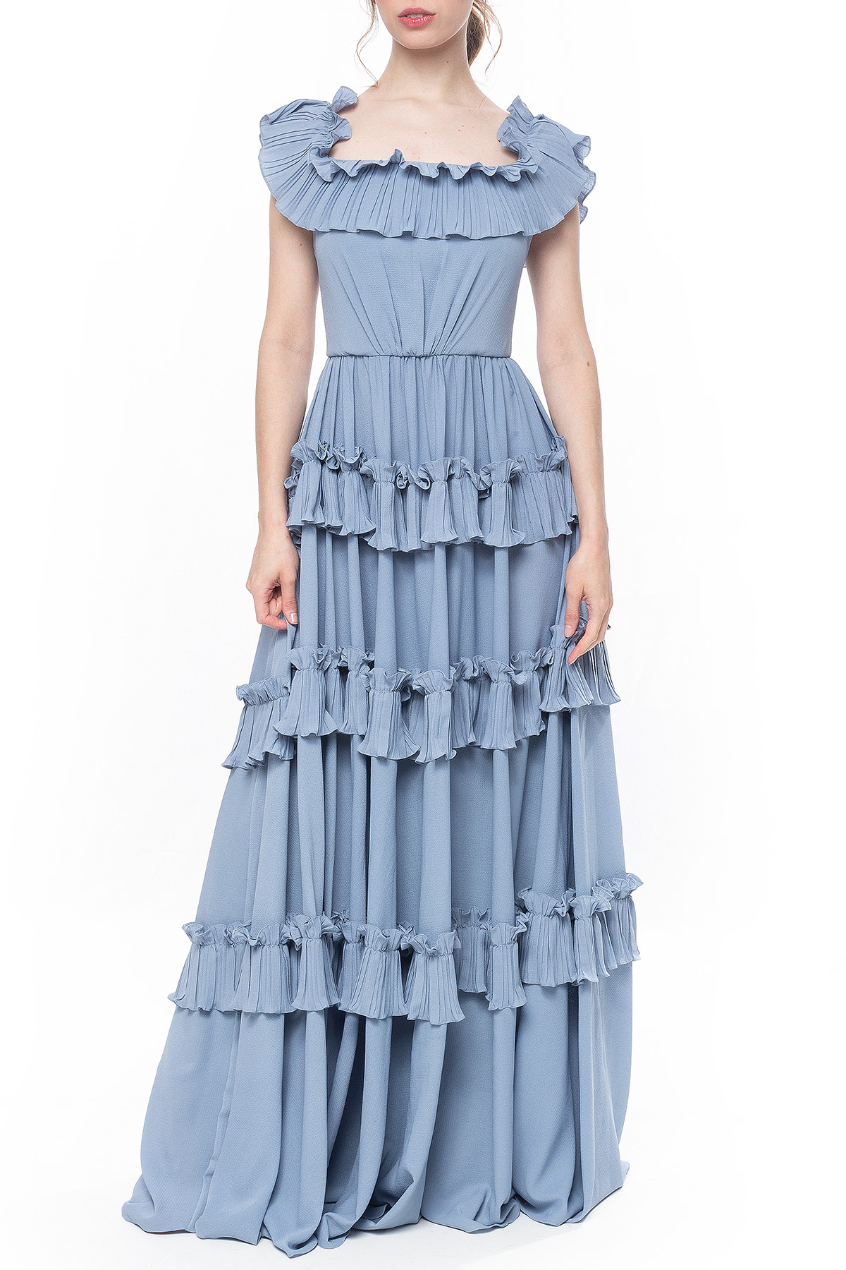 Vestido Longo Viscose Azul