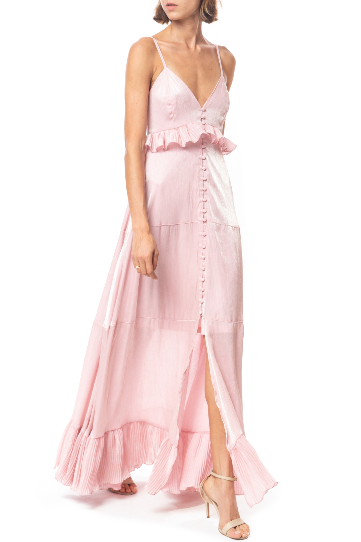 Vestido Longo Viscose Rosa
