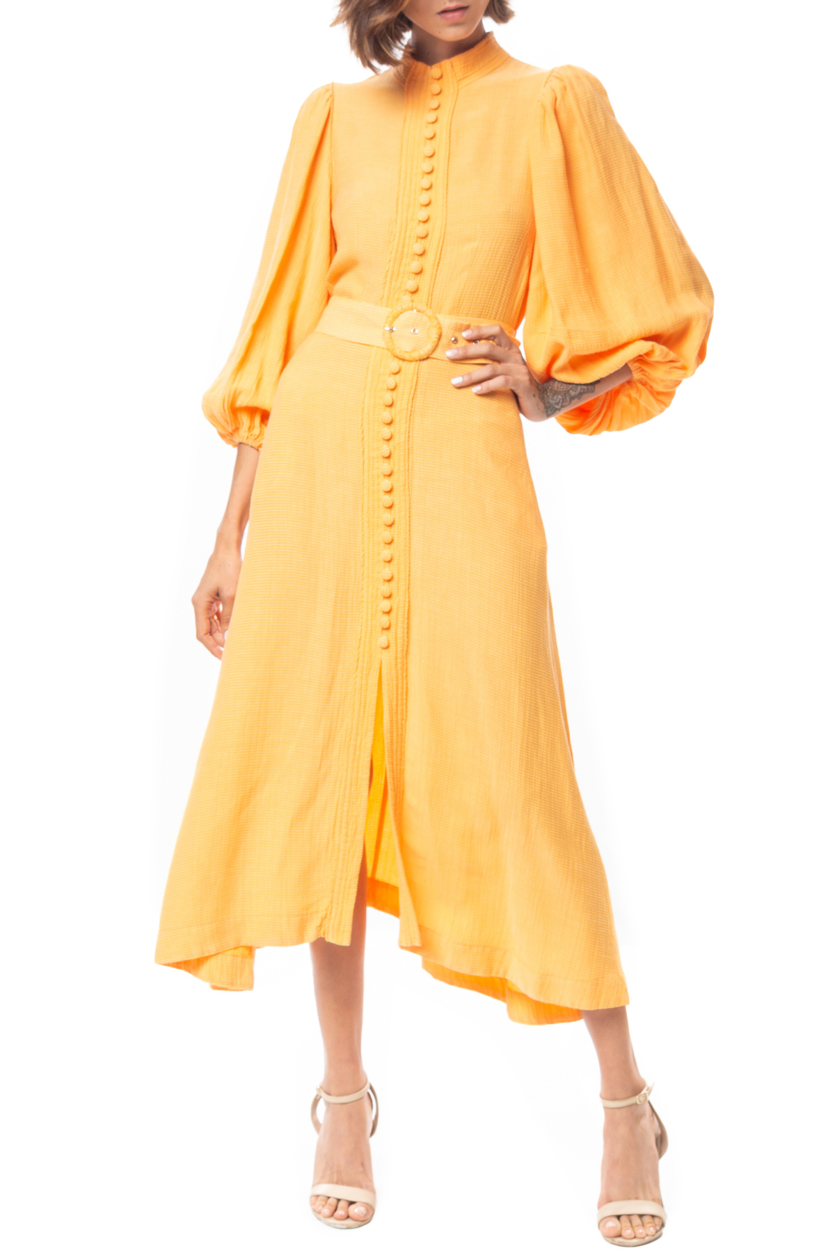 Vestido Midi Crepe Laranja