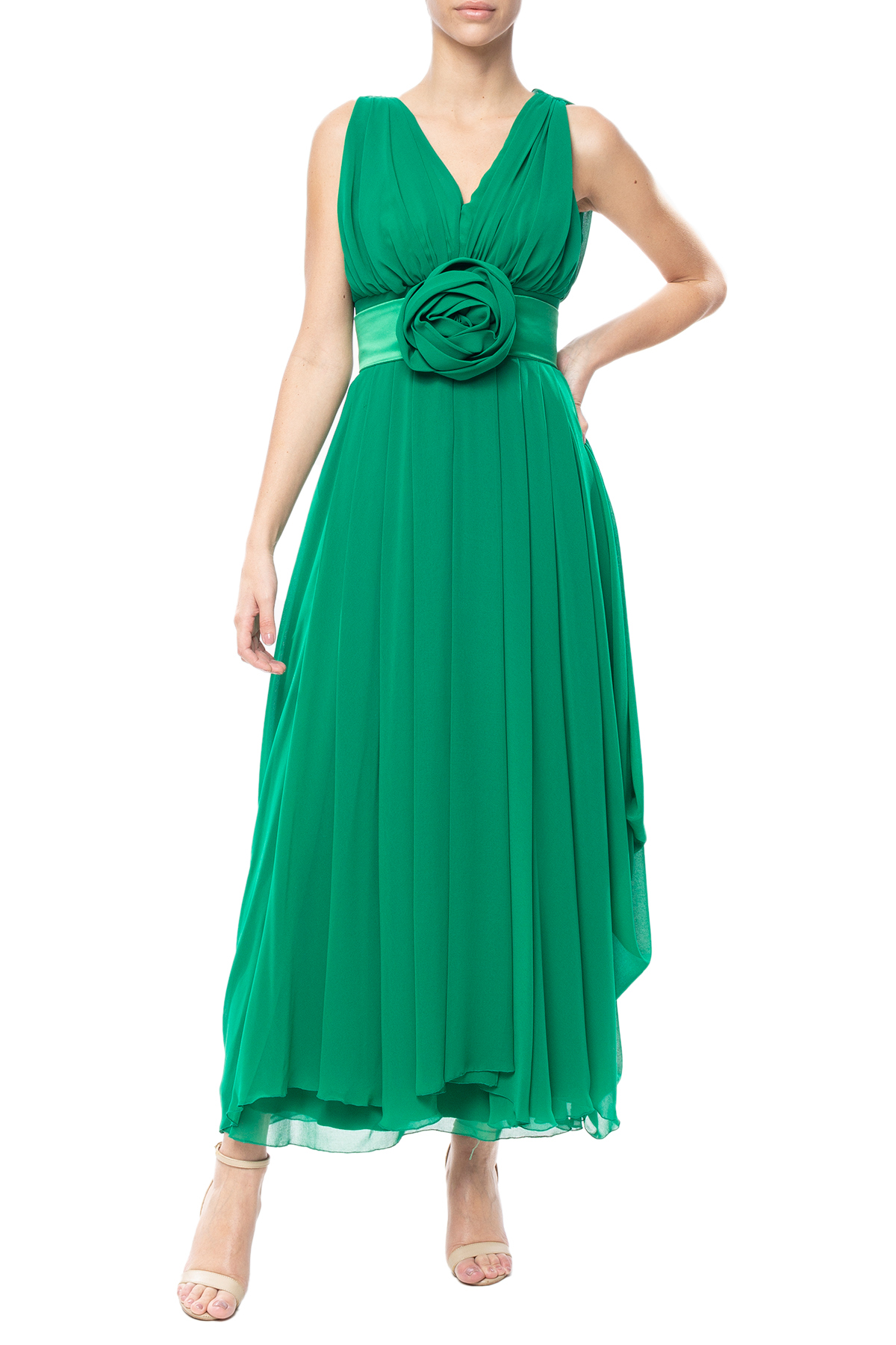 Vestido Midi Crepe Verde