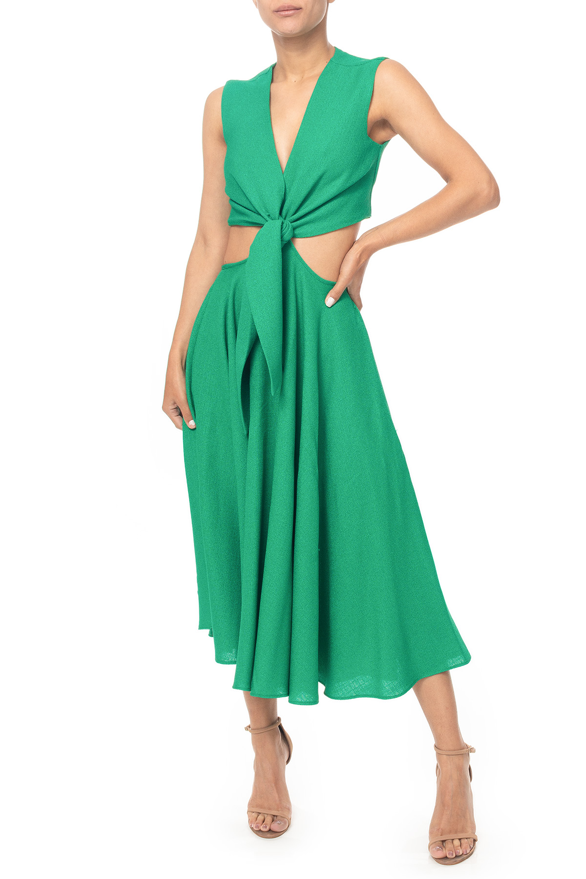 Vestido Midi Crepe Verde