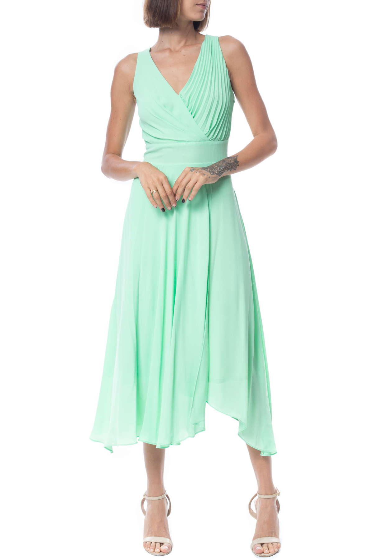 Vestido Midi Crepe Verde Menta