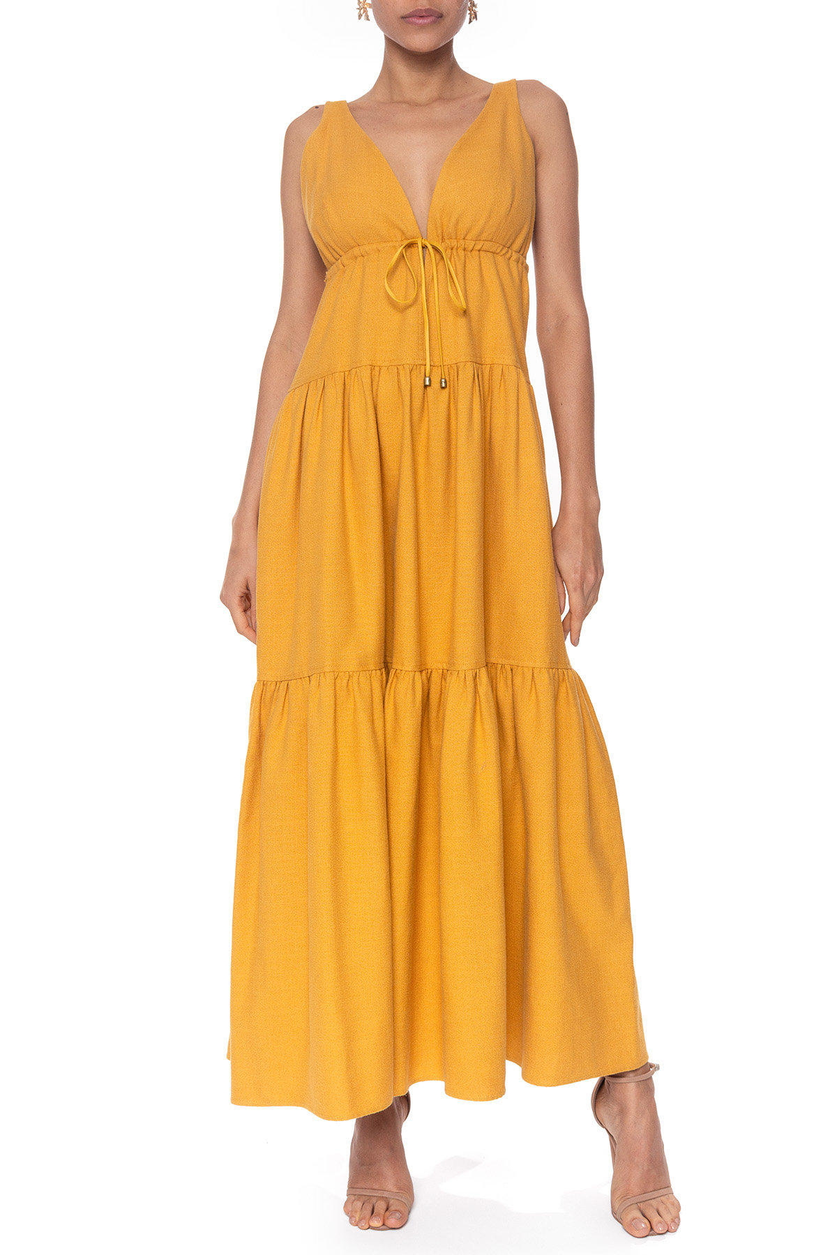 Vestido Midi Linho Amarelo