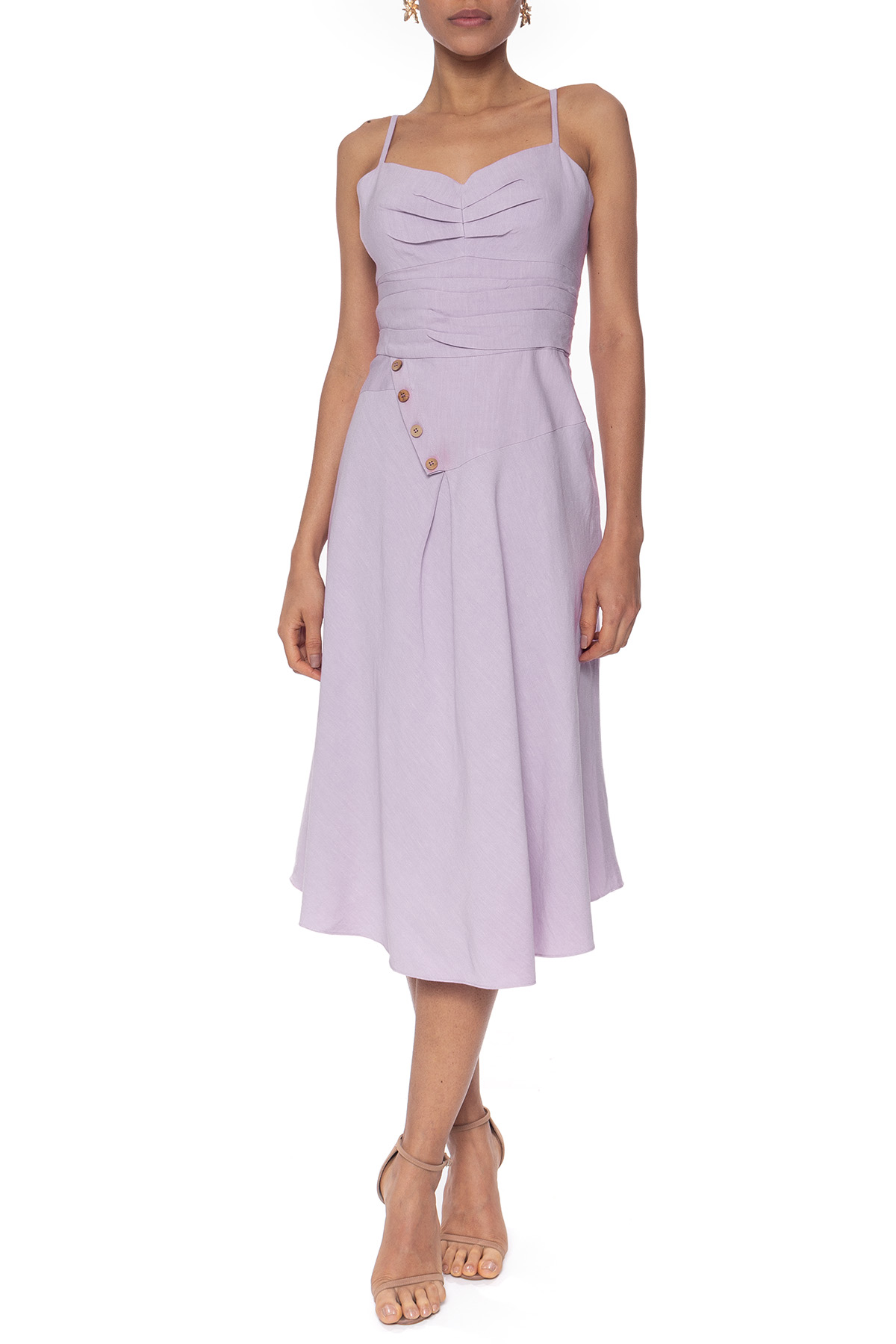 Vestido Midi Linho Roxo
