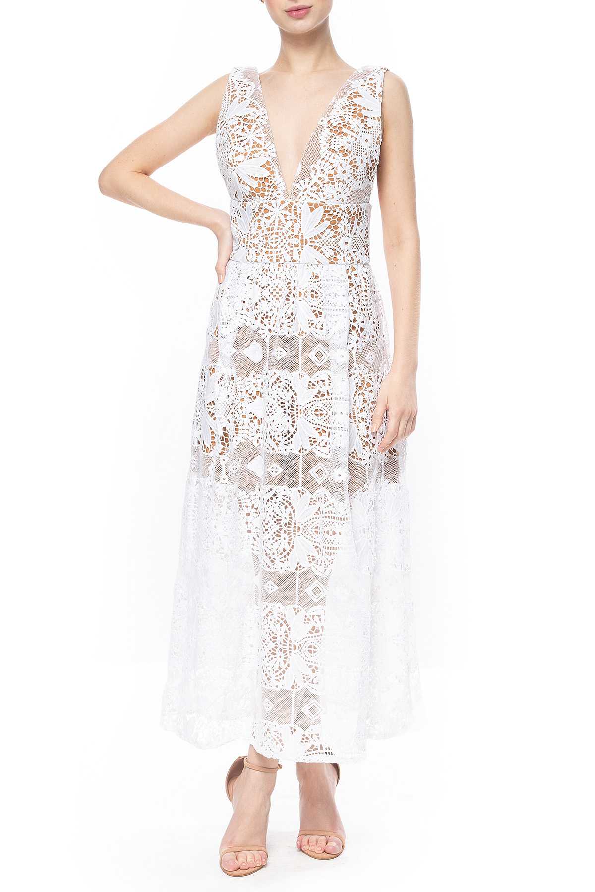 Vestido Midi Renda Branco