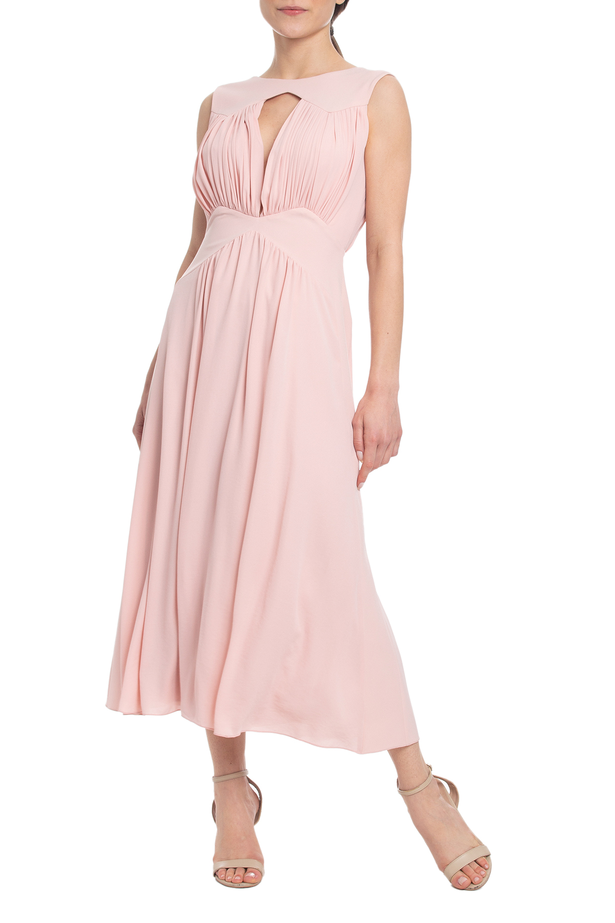 Vestido Midi Sem Manga Rosa
