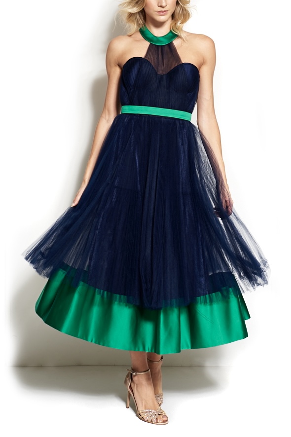 Vestido Midi Tule Azul