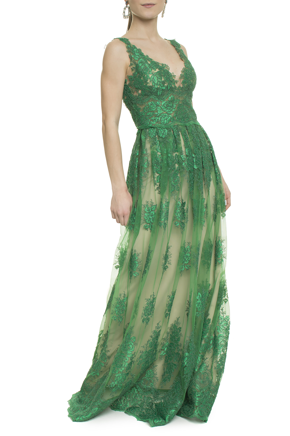 Vestido Renda e Tule Verde