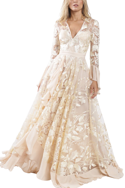 Vestido Vitória Longo Tule Bordado