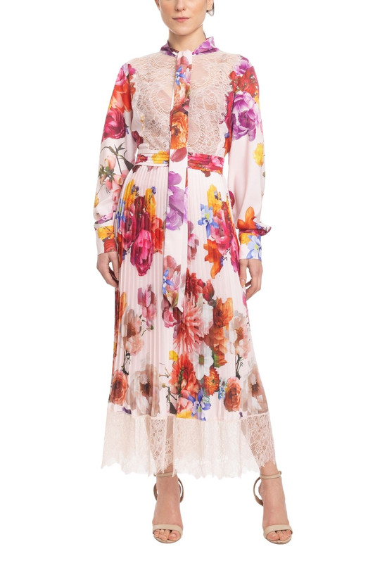 Vestido Midi Manga Longa Estampado