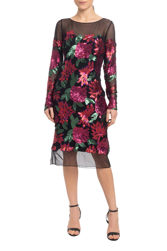Vestido Curto Manga Longa Estampado
