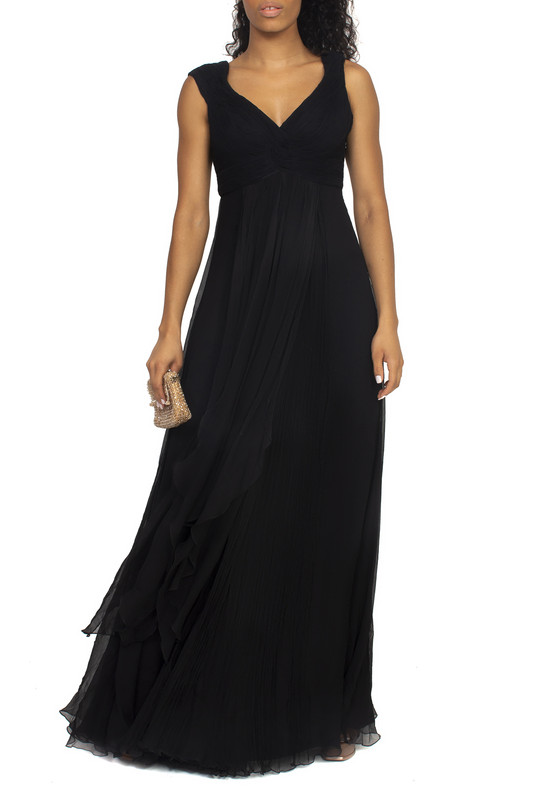 Vestido Preto Chiffon De Seda