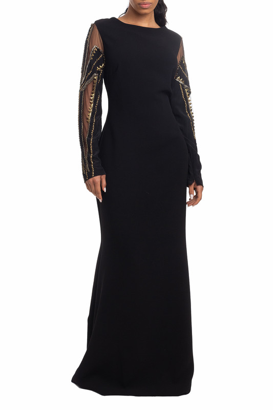 Vestido Longo Manga Longa Preto