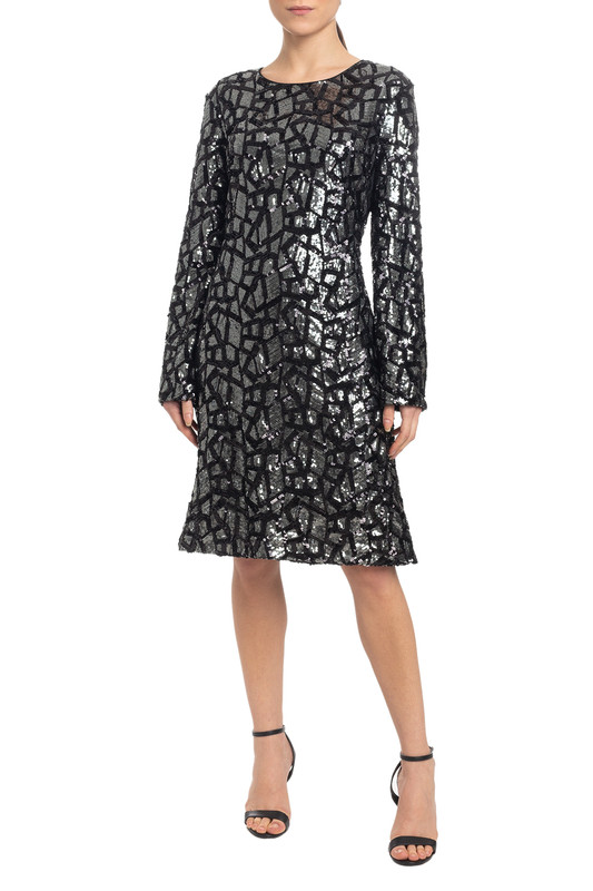 Vestido Curto Manga Longa Preto