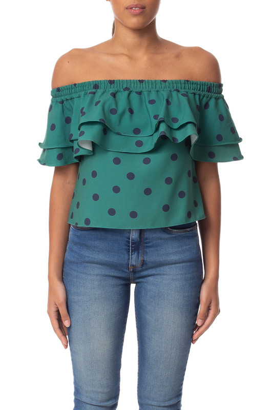 Blusa Manga Curta Crepe Estampado