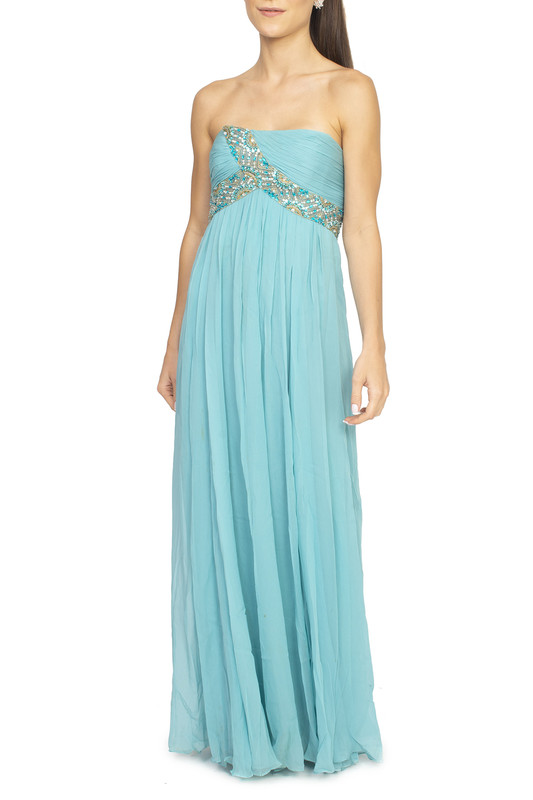 Vestido Longo Azul Turquesa