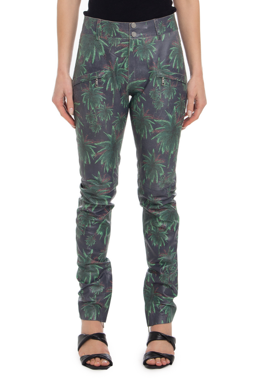 Calça Skinny Couro Estampado