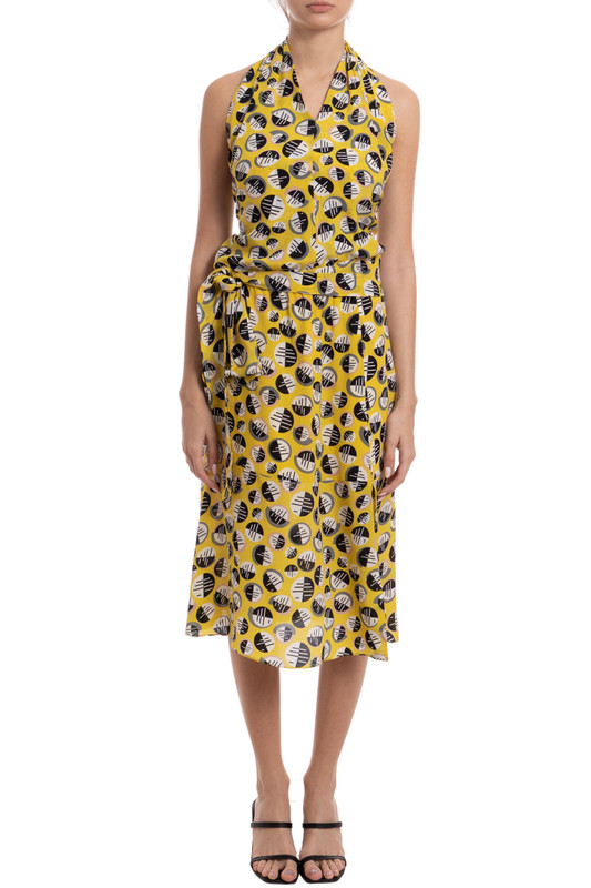 Vestido Midi Seda Estampado