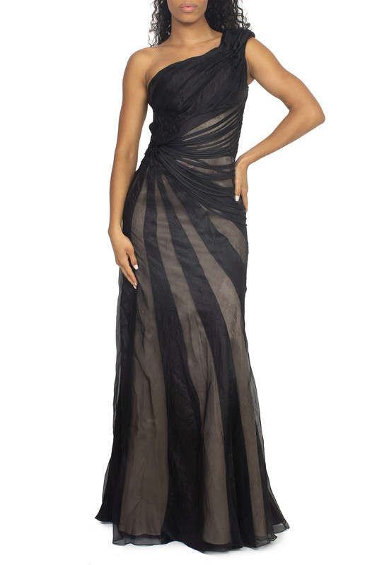 Vestido Preto Um Ombro Faixas
